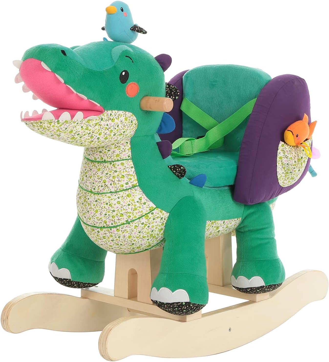 Green Crocodile Plush Rocker Toy for Kid 6 Month -3 Years. Wooden Rocking Horse Chair