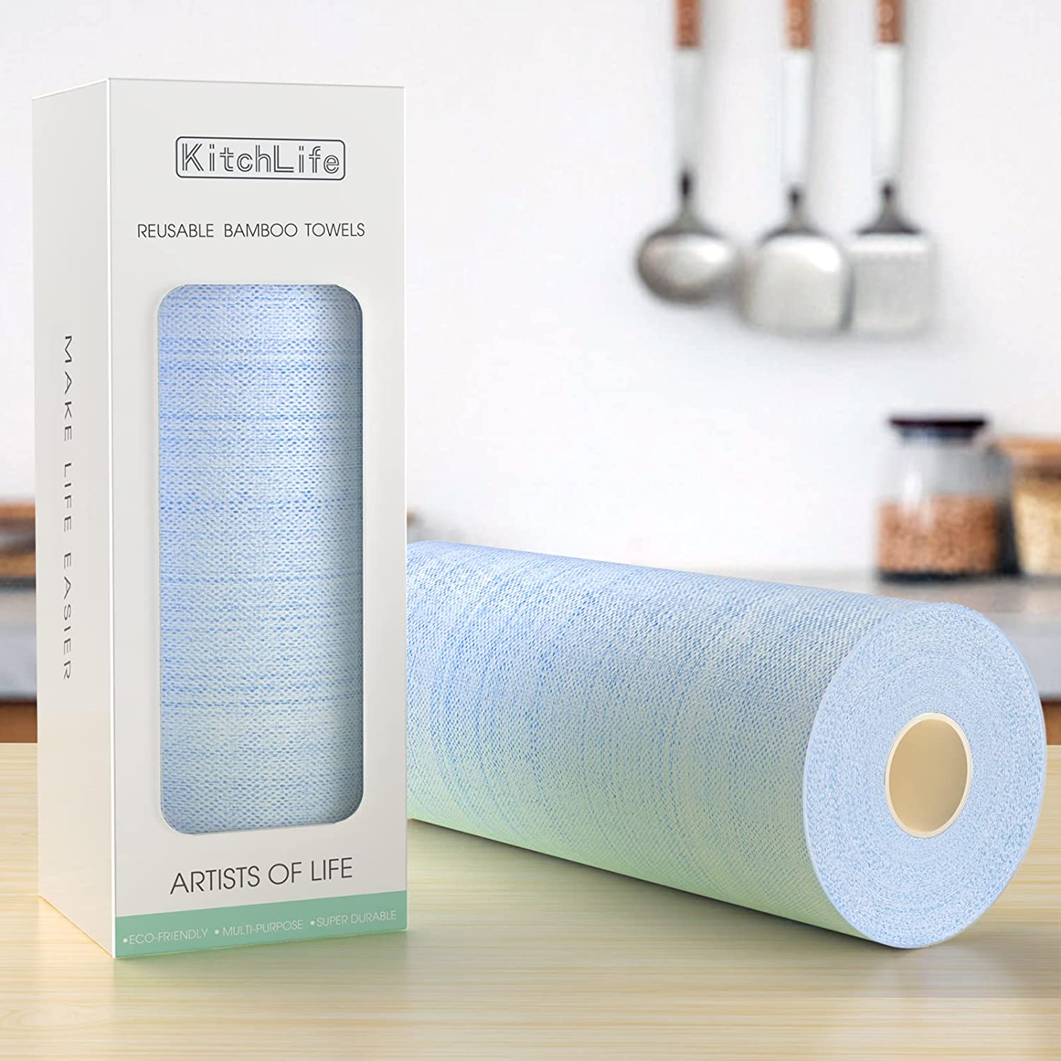 Reusable Bamboo Paper Towels - Washable and Recycled Kitchen Roll. Zero Waste Products. Sustainable Gifts. Environmentally Friendly - 2 Packs