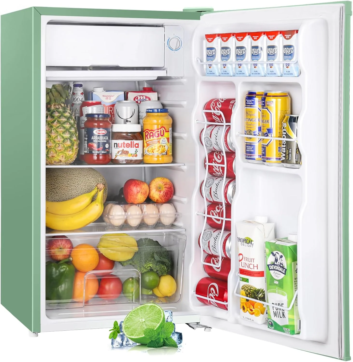 3.2 Cu. Ft. Mini Fridge with Freezer. Adjustable Thermostat. Ideal for Bedroom. Office. Dorm