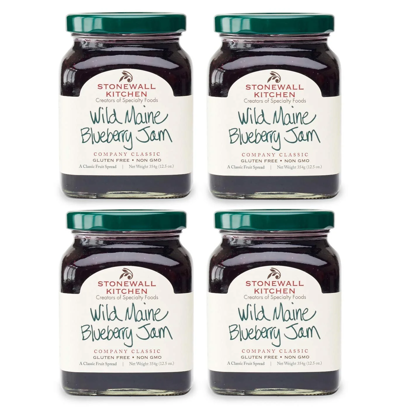Wild Maine Blueberry Jam 12.5 Ounce. Pack of 4