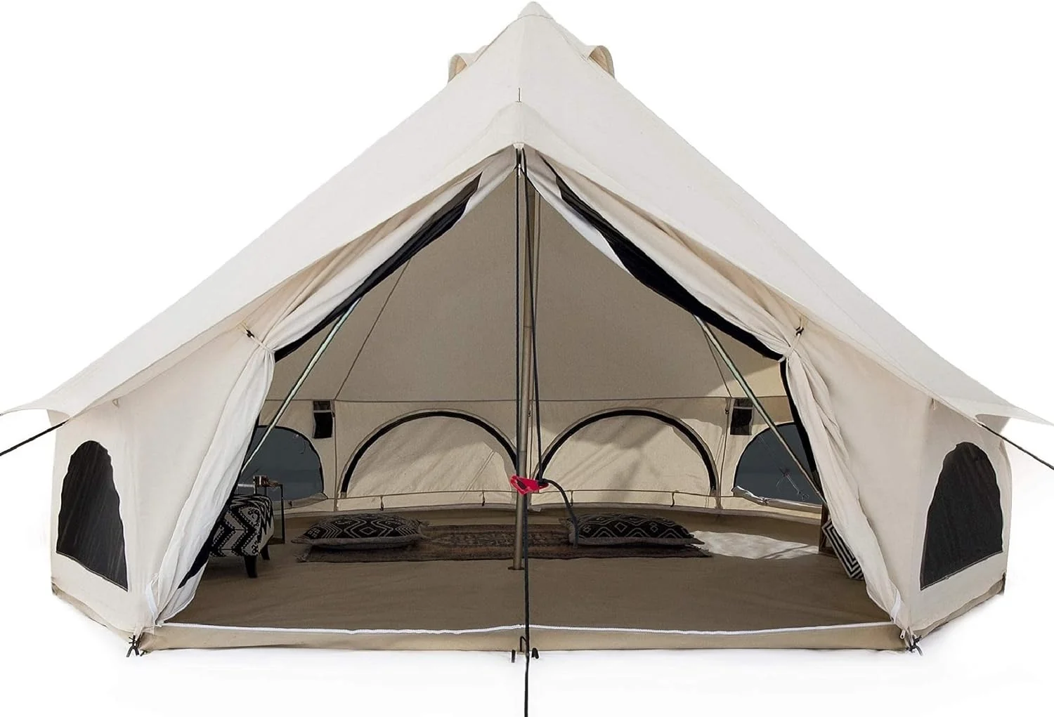 Canvas Bell Tent - All Season Tent for Camping & Glamping Made from Premium & Breathable 100% Cotton Canvas w/Stove Jack. Mesh