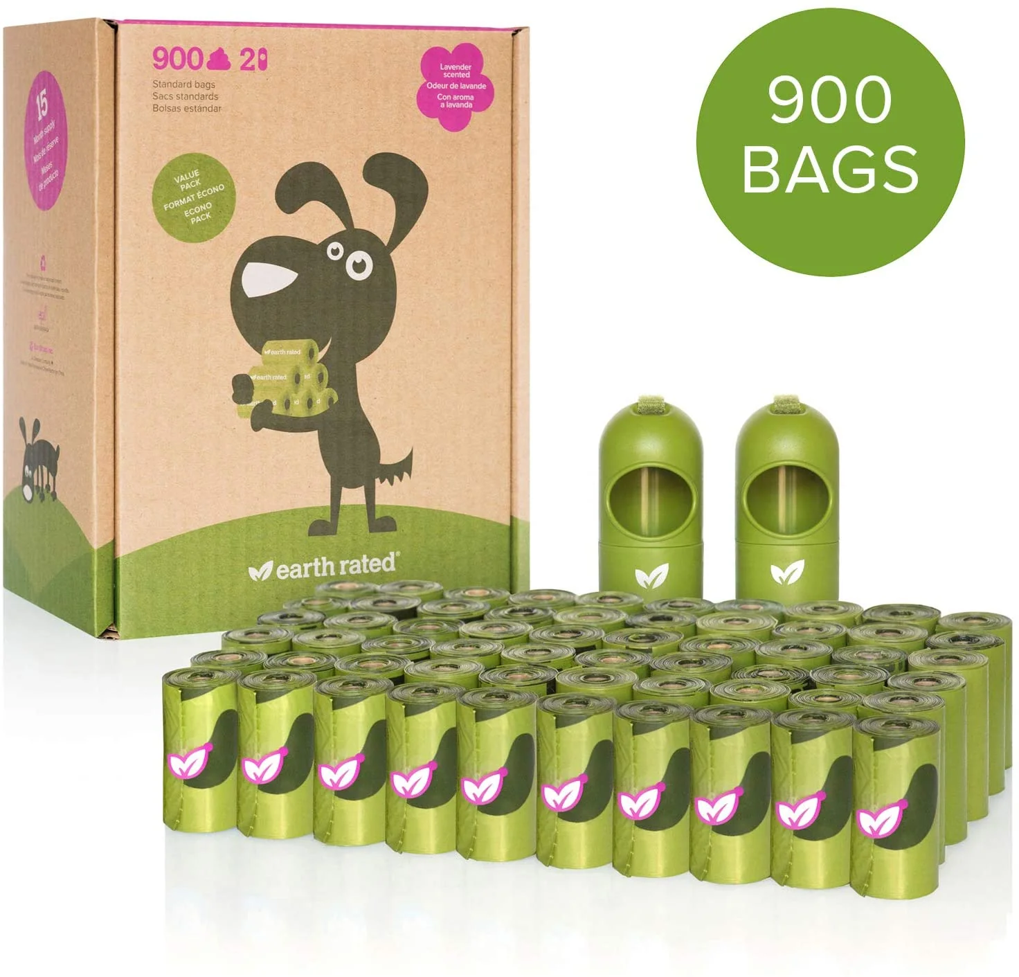 Leash Dispenser for Dog Waste Bags 2 Dispensers and 900 Bags. 60 Rolls