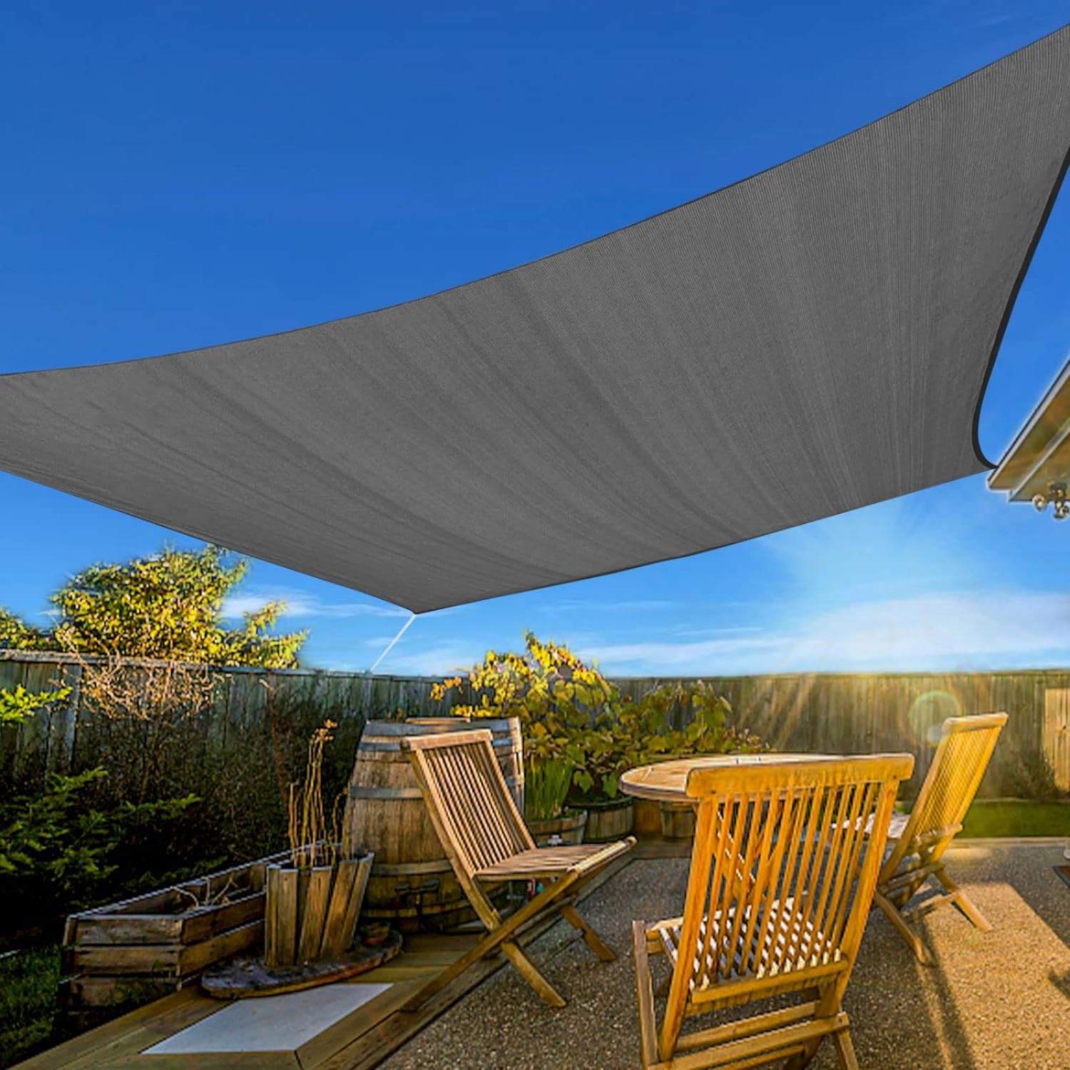 10' x 13' Sun Shade Sails Rectangle Canopy. Dark Grey UV Block Cover for Outdoor Patio Garden