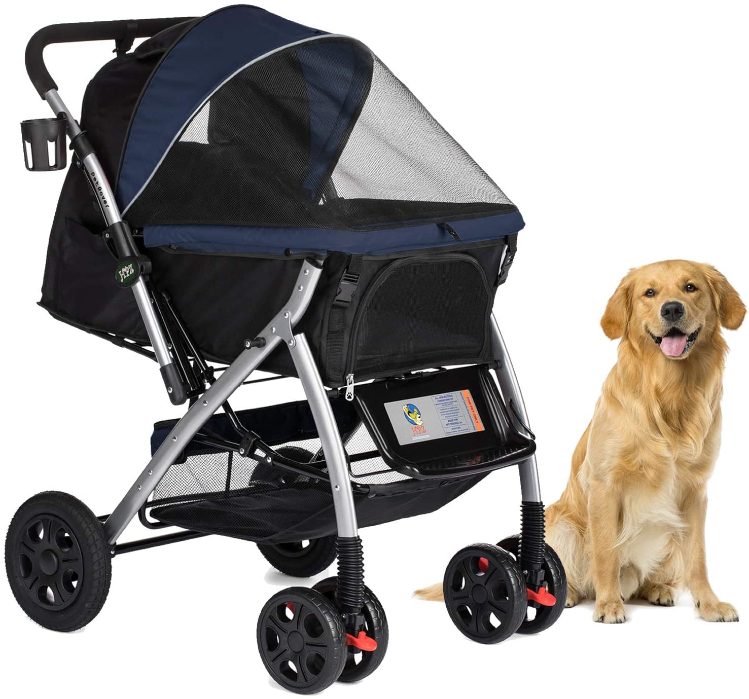 Heavy Duty Dog Stroller. Pet Stroller with Convertible Compartment