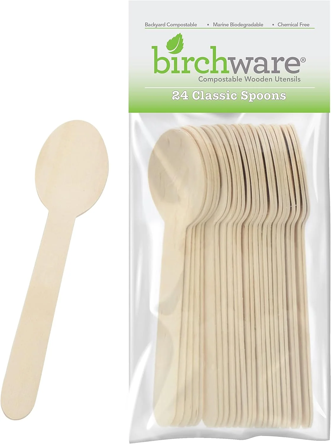 Wooden Spoon/Knife/Forks. Compostable Biodegradable. Sturdy. Heat Tolerant and Eco-Friendly 500 Count