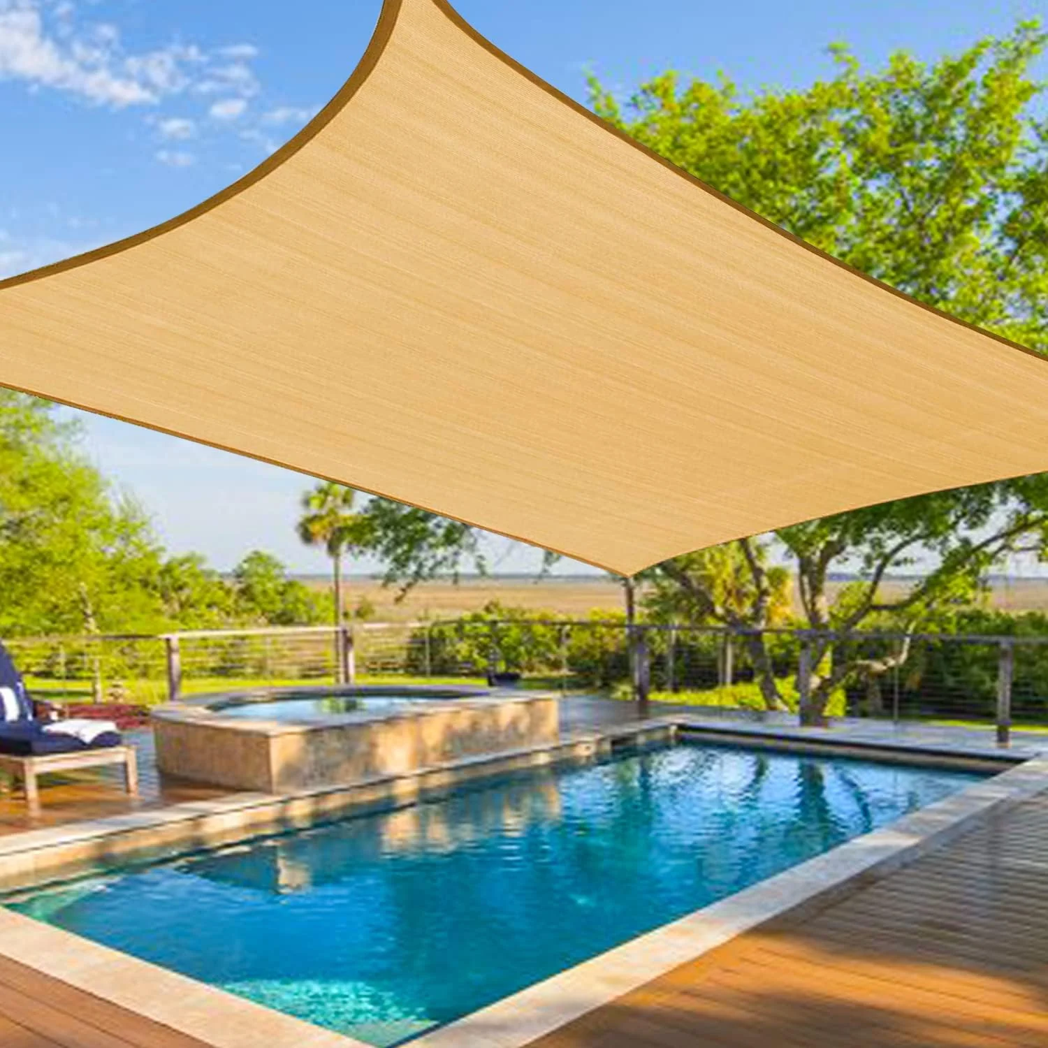 Sun Shade Sails Canopy. Sand Curved Outdoor Shade Canopy 16'X20' Breathable UV Block Canopy for Outdoor Patio Garden