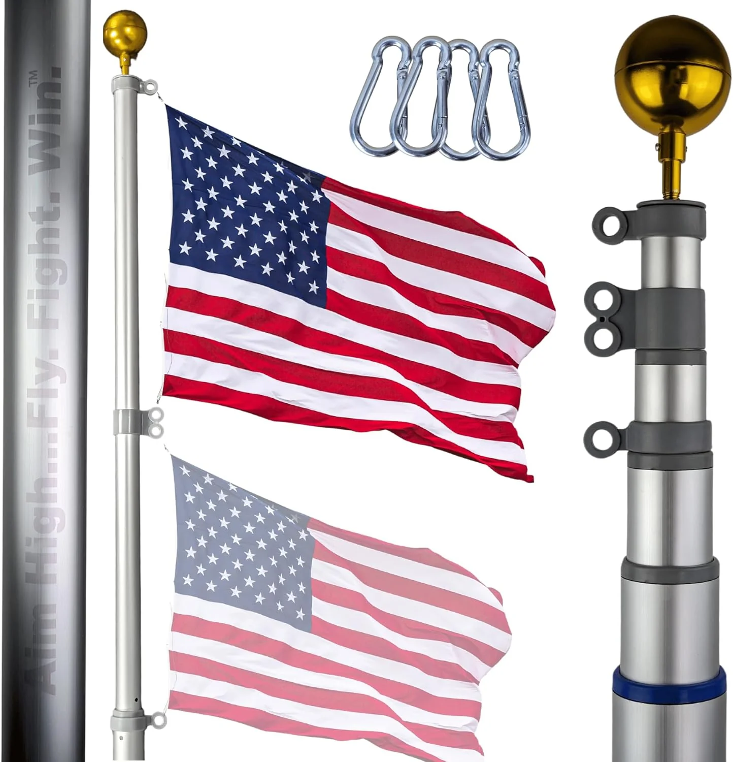 Heavy Duty Telescoping Flagpole Kit. 25 Foot