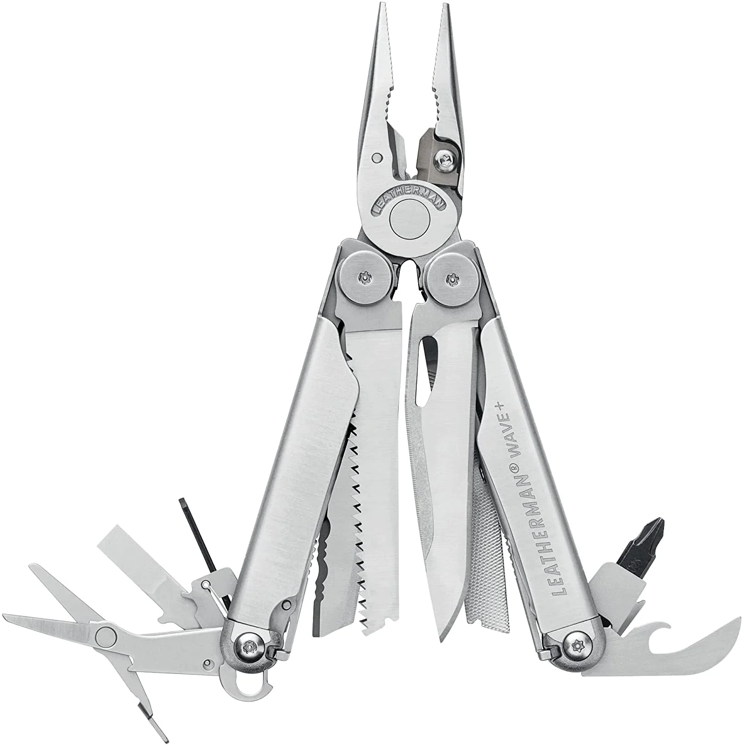 Multitool with Premium Replaceable Wire Cutters. Spring-Action Scissors and Nylon Sheath. Built in the USA. Stainless Steel