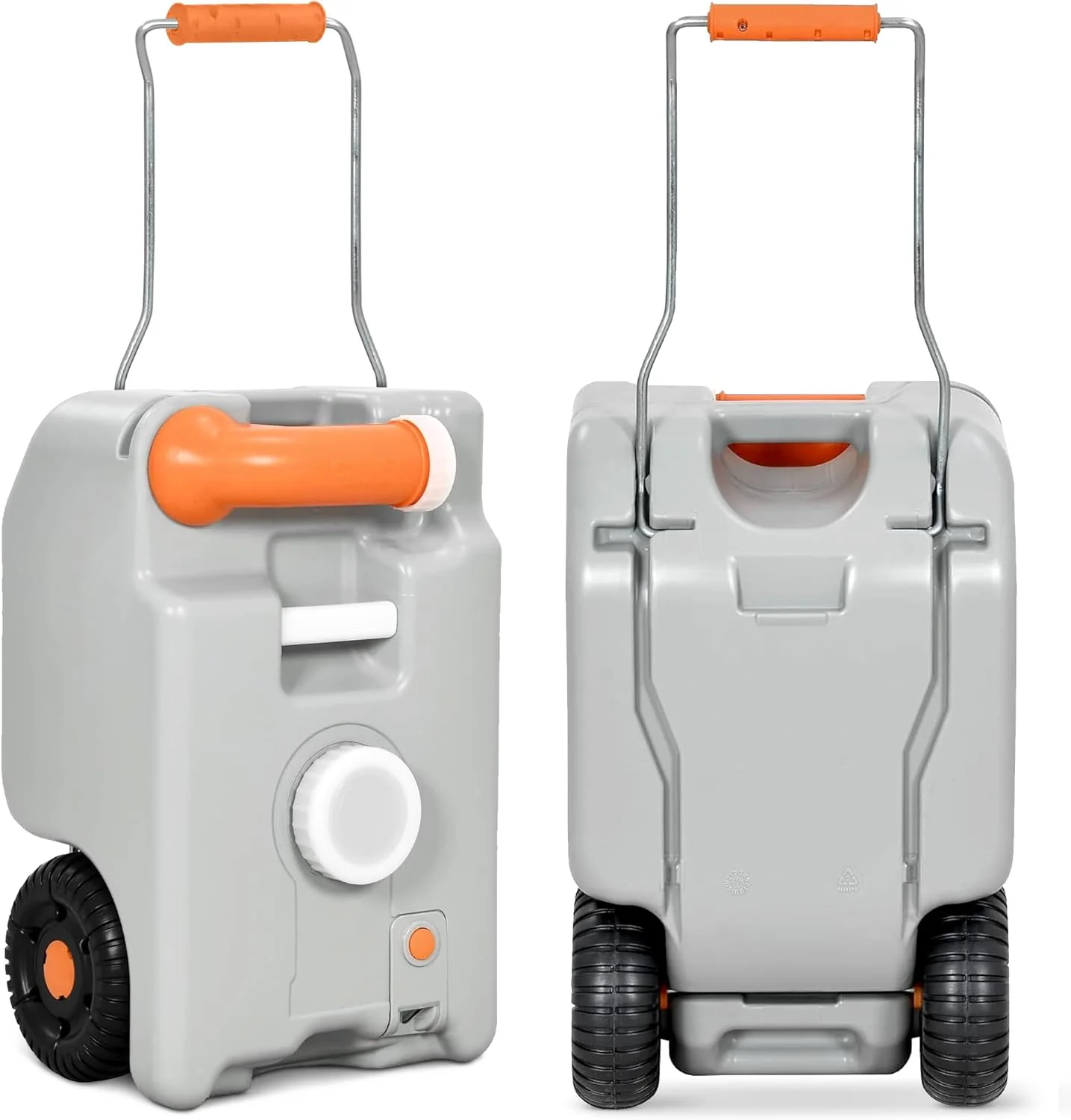 RV Portable Water Tank - Metal Handle & Large Wheels. Ideal for Camping. Fresh Water or Sewage Storage. Easy to Use