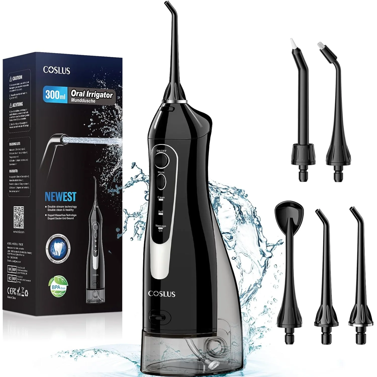 Portable Cordless Water Flosser – Rechargeable. Waterproof Dental Irrigator