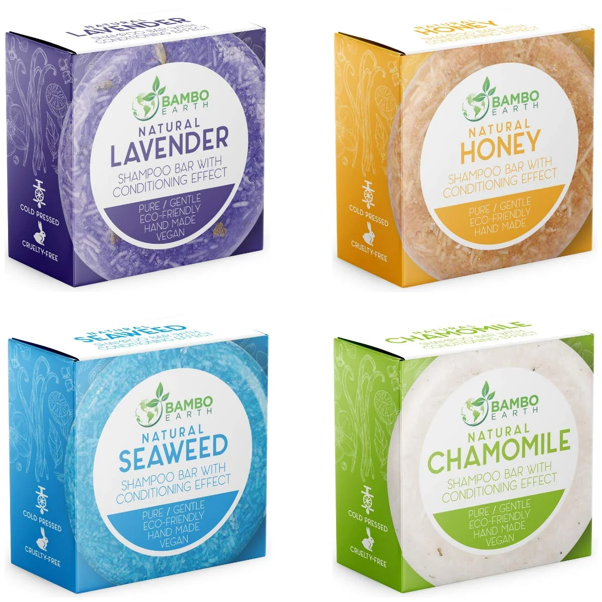 Solid Shampoo Bar And Conditioner Effect Hair Soap – 4 Pack 100% Organic Eco Friendly Biodegradable