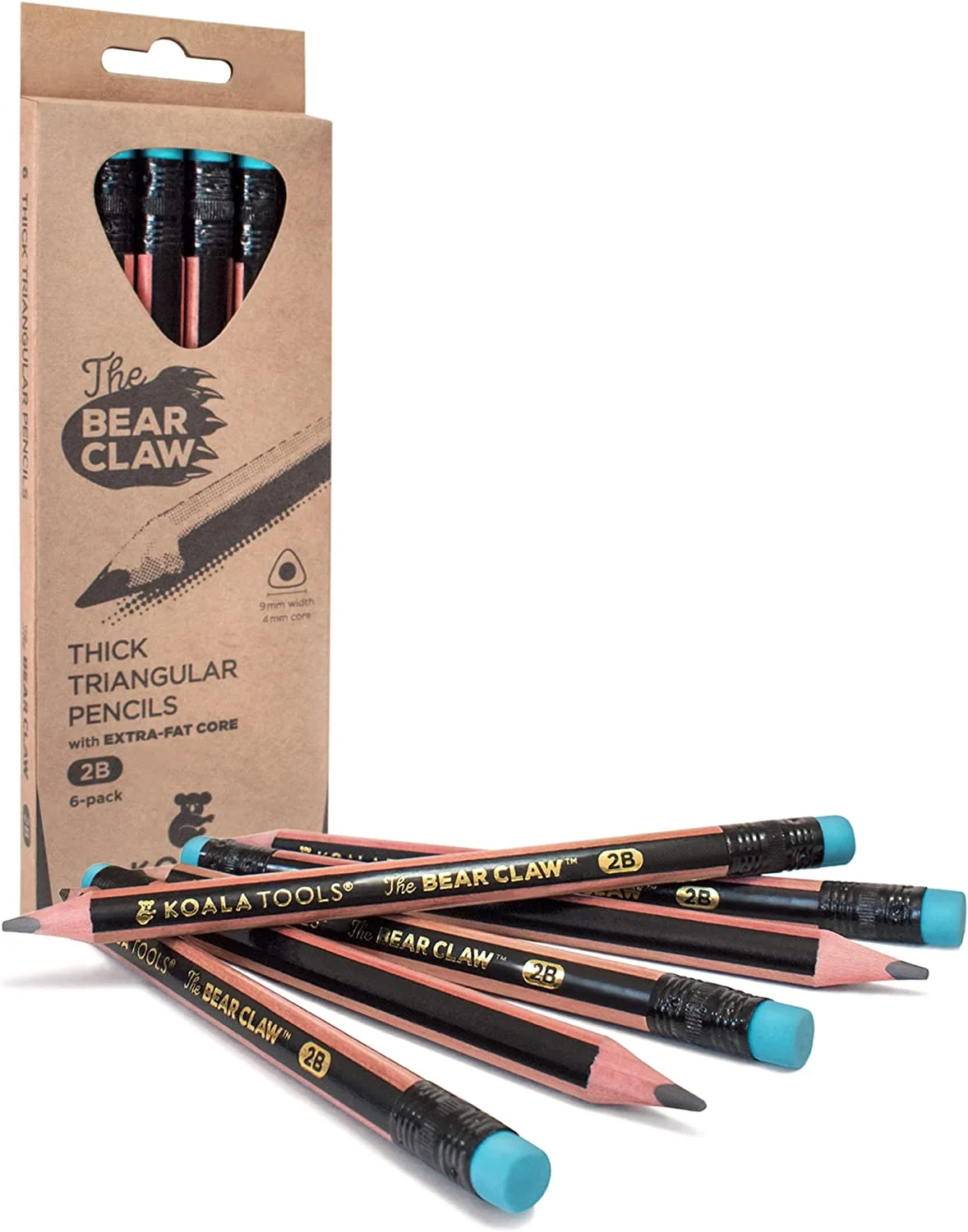 Bear Claw Pencils Fat. Thick. Strong. Triangular Grip. Graphite