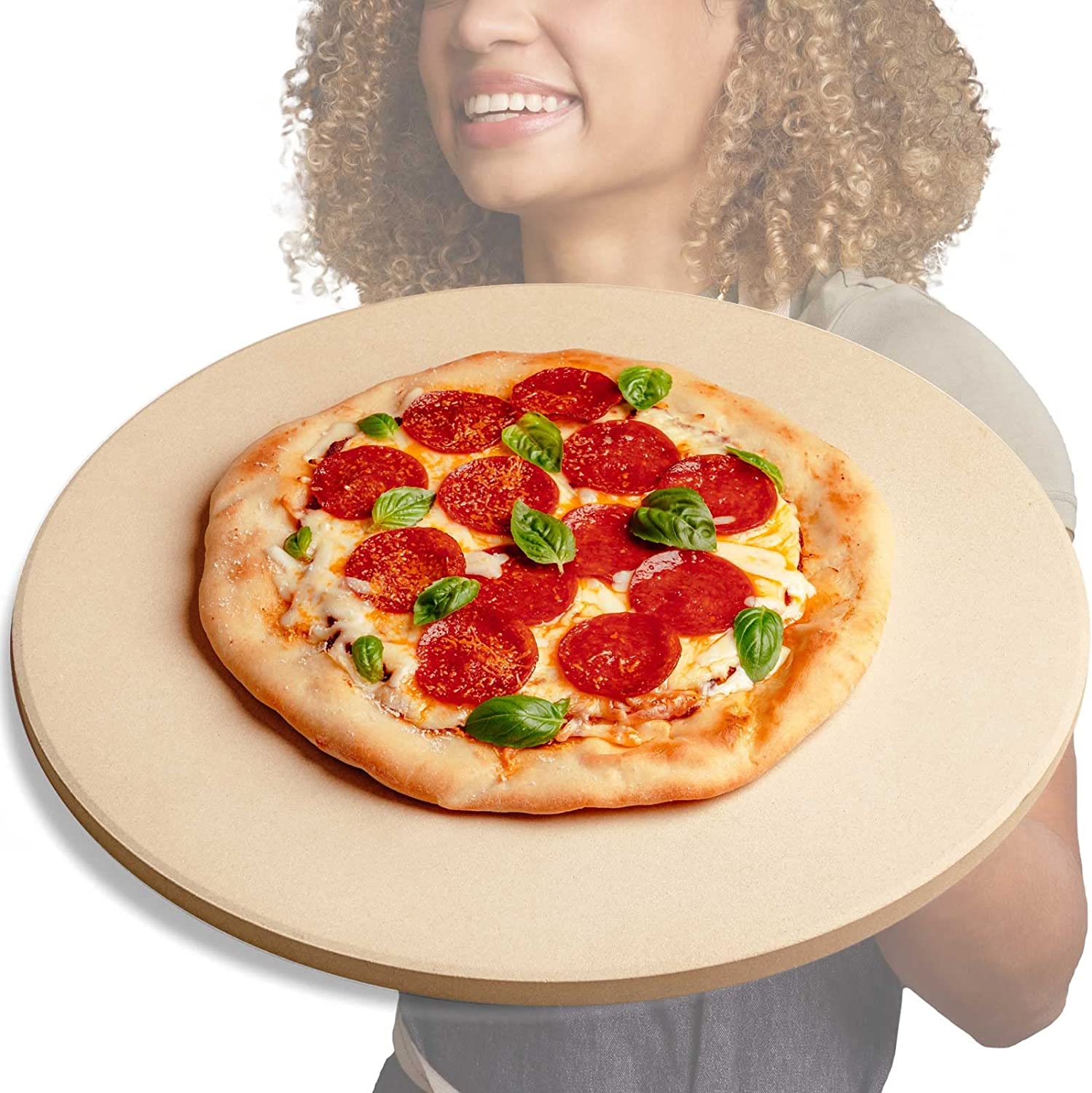 Durable Pizza and Baking Stone for Oven and Grill. Includes Recipe E-Book & Cleaning Scraper