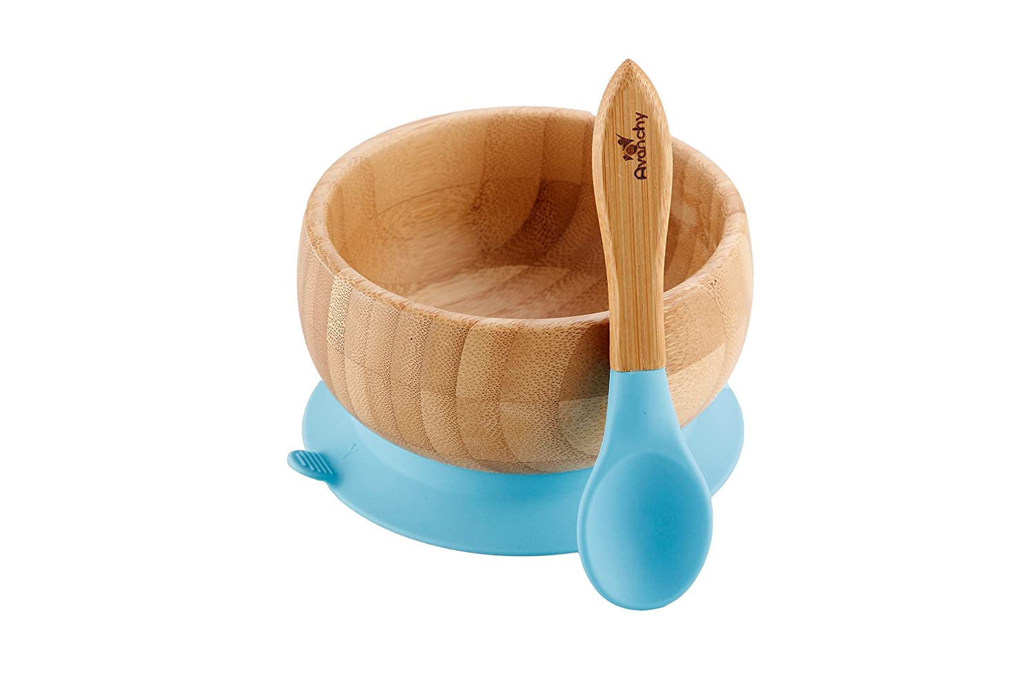 Organic Bamboo Infant Feeding Bowls with Soft Tip Silicone Spoon Set. BPA Free