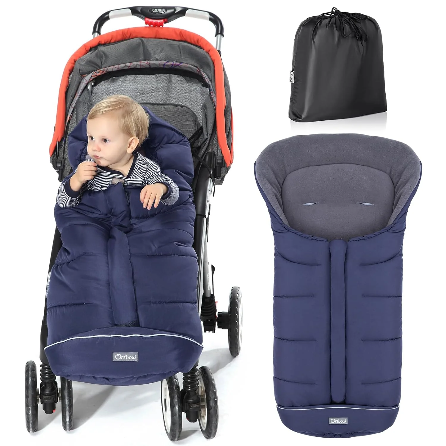 Universal Footmuff for Stroller. Winter Warm Baby Stroller Bunting Bag. Waterproof Windproof Warm Coral Fleece Lined Sleeping Bag
