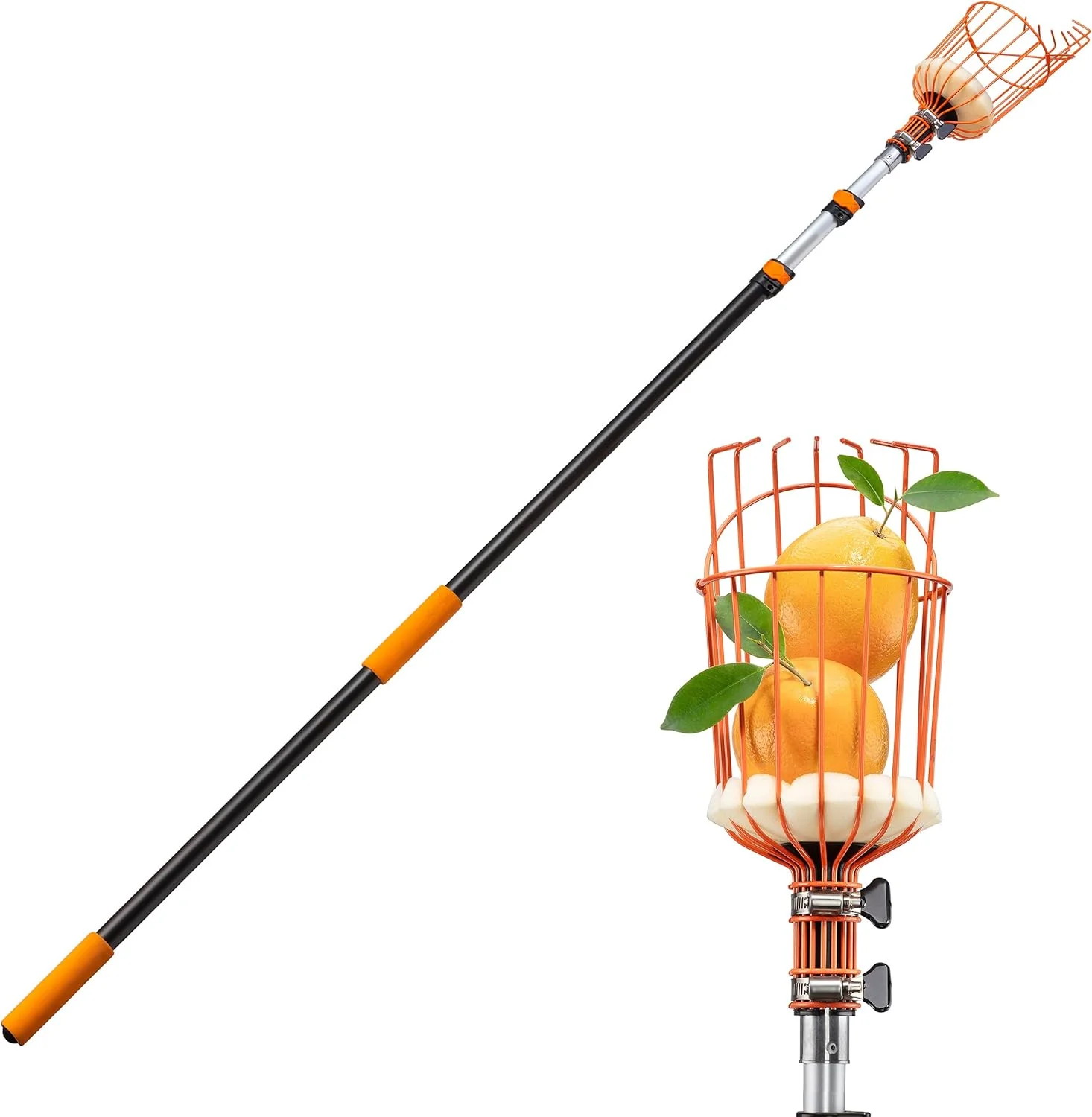 Telescoping Fruit Picker with Basket. Ultimate High-Reach Tool for Apples. Oranges. Mangoes. and More