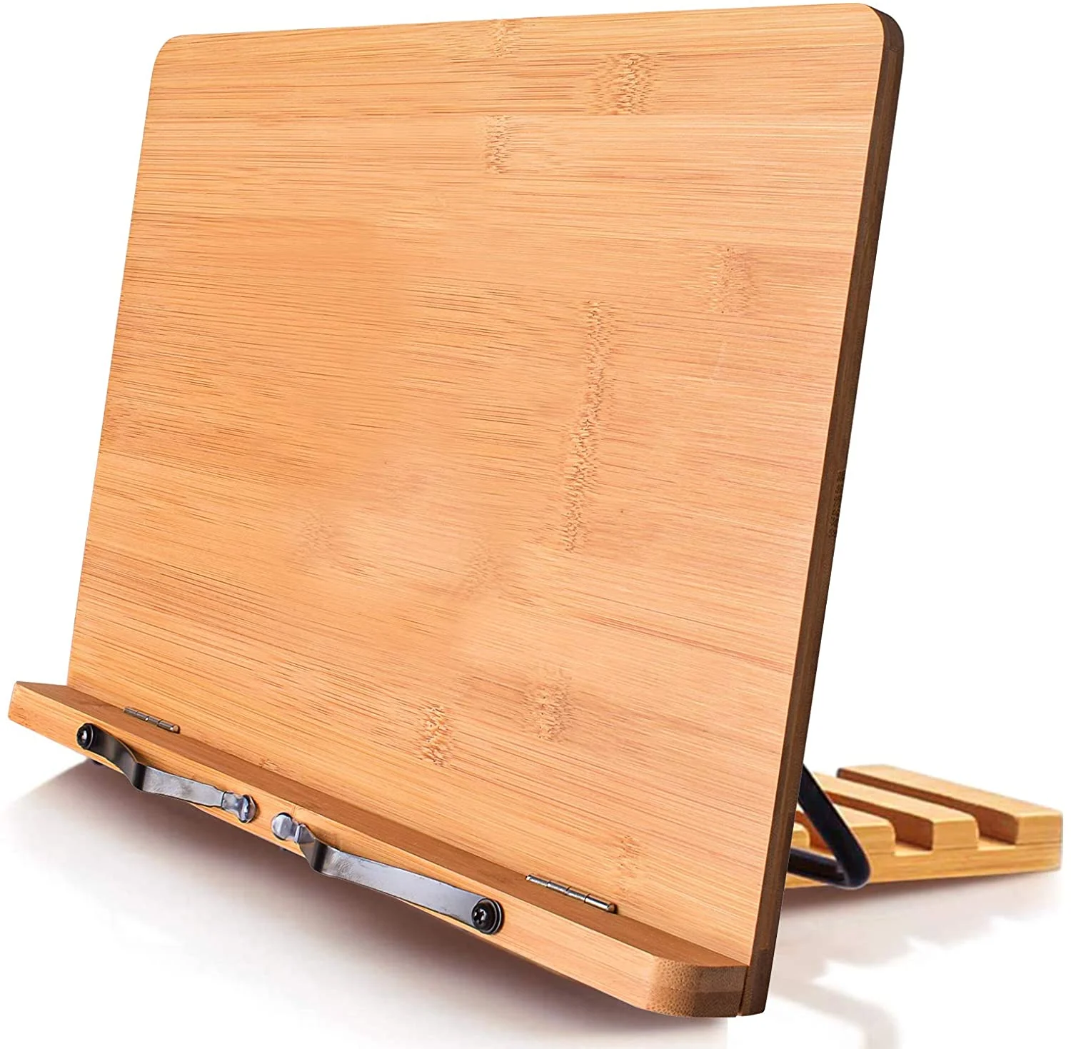 Bamboo Book Stand. Adjustable Book Holder Tray