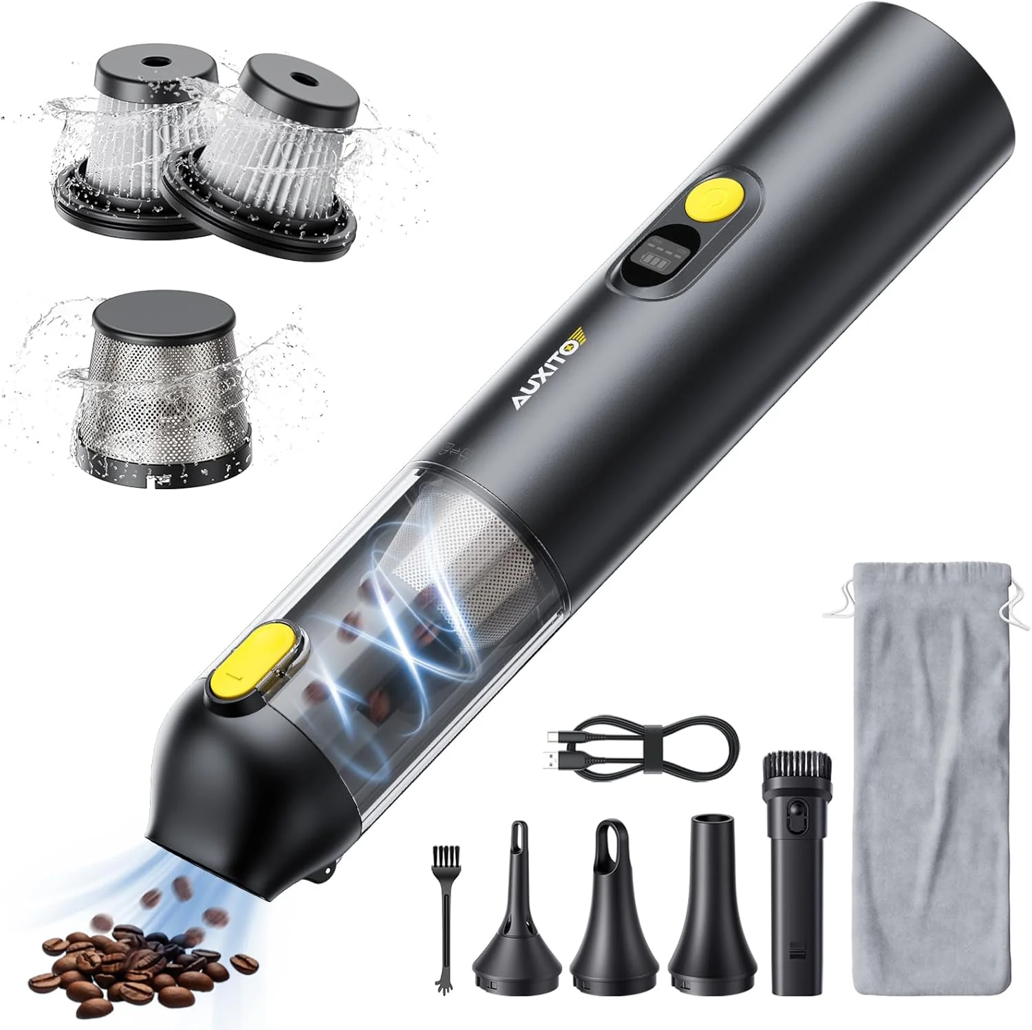 Portable Cordless Car Vacuum 14000Pa. 2-in-1 Handheld Blow & Suction. for Car. Home. Pet. Office