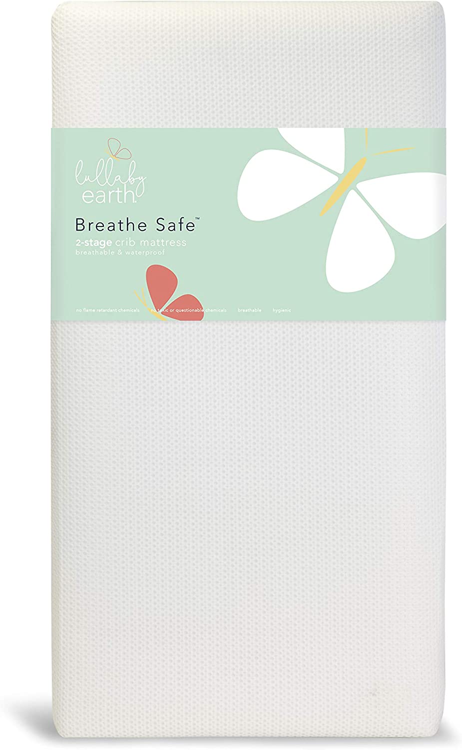 Breathable Crib Mattress 2 Stage - Safe Chemical Free Dual Firmness Natural Mattress with Removable Washable Protector 51L x 5W x 4Th