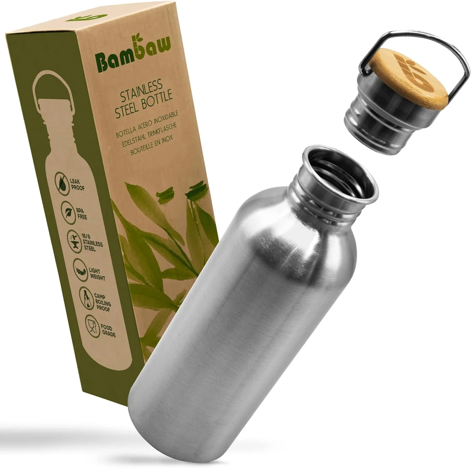 Reusable Water Bottle. Stainless Steel Non-insulated Single Wall Drinking Bottles