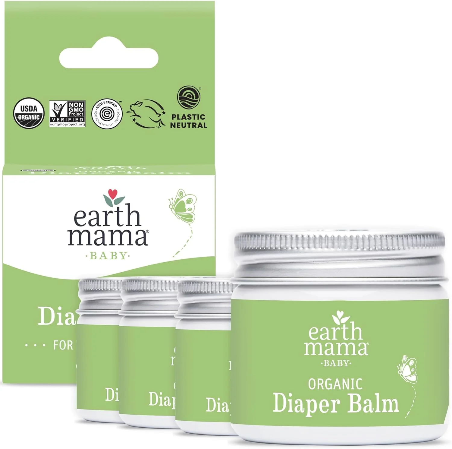 Organic Diaper Balm Cream for Baby. EWG Verified. Petroleum & Artificial Fragrance-Free with Calendula for Sensitive Skin