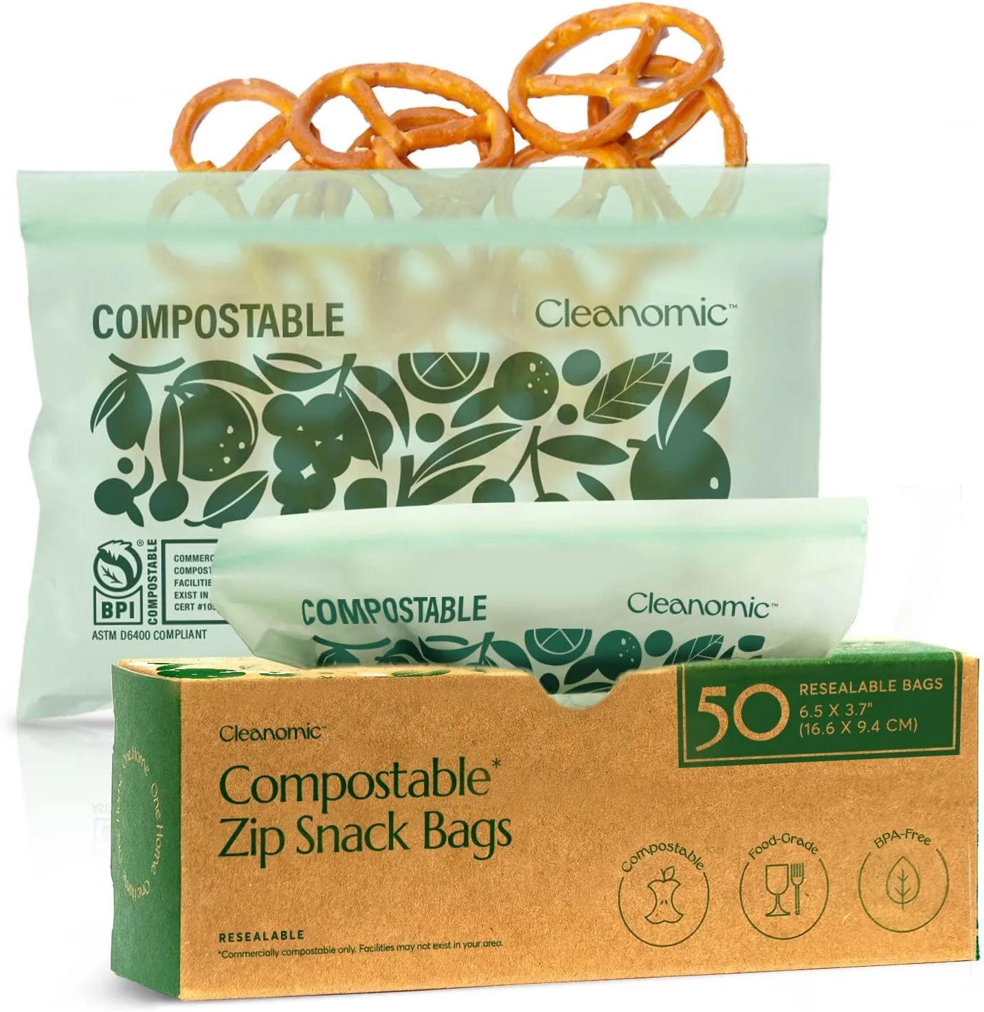 Compostable Food Storage Bag Bundle. Gallon. Quart. Sandwich and Snack Sizes