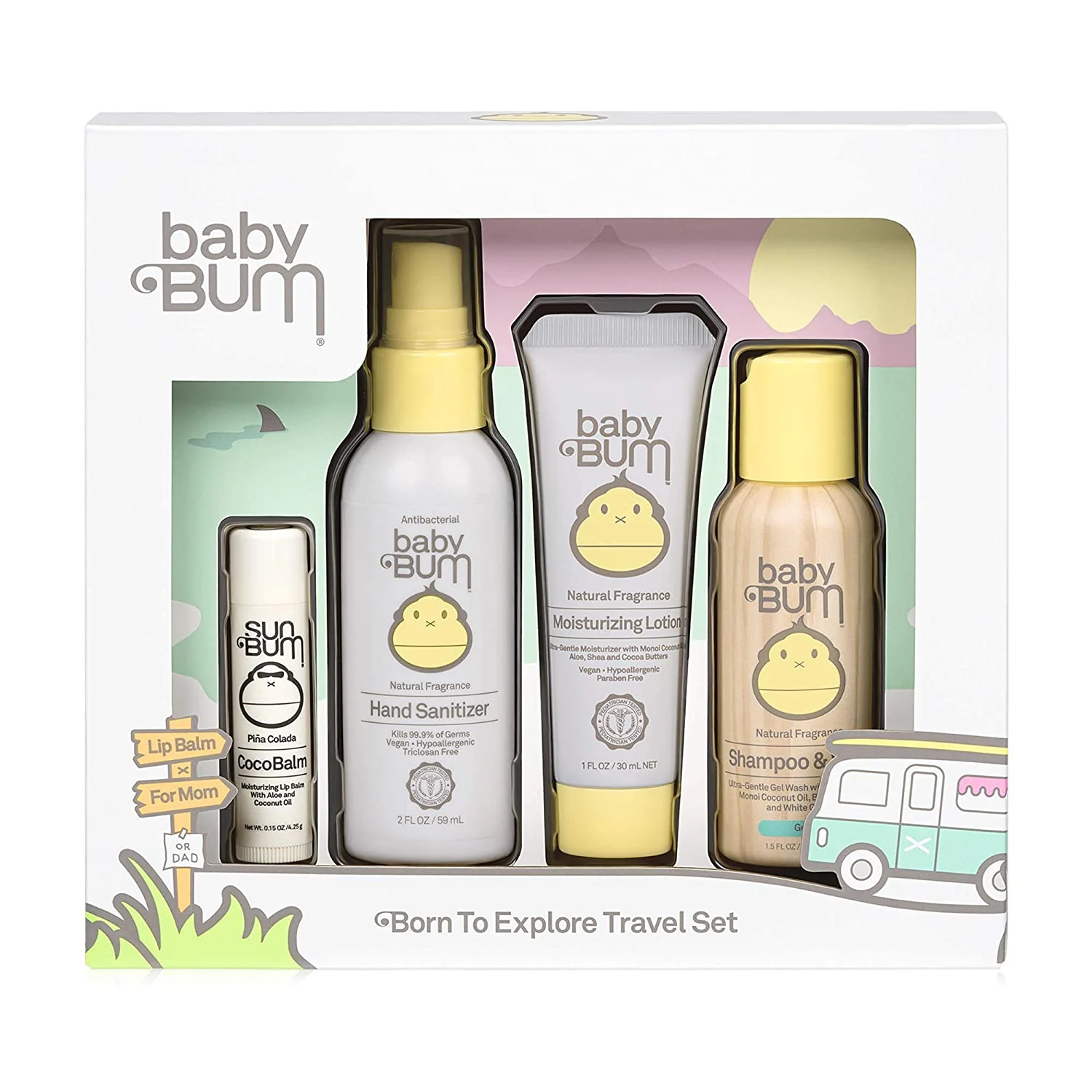 4-Piece On-The-Go Gift Set for Sensitive Skin with Nourishing Coconut Oil. Gluten Free and Vegan