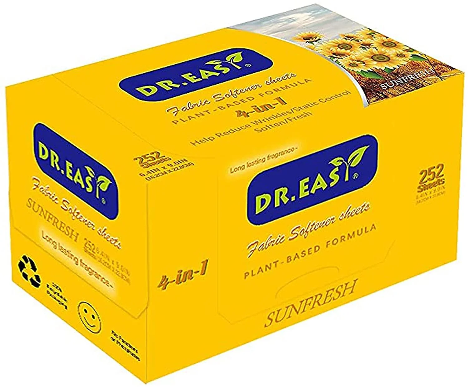 Plant Based Dryer Sheets. No Artificial Fragrances No Dyes Fabric Softener for Laundry. 252 Count