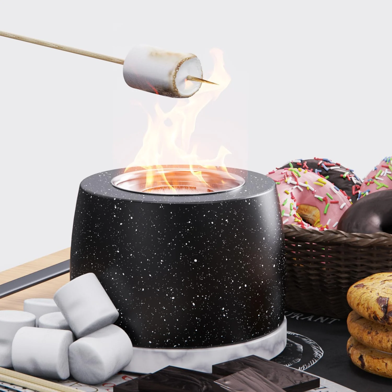 Tabletop Mini Fire Pit. Concrete Fire Pit Portable Ethanol Bowl. Smokeless Firepit