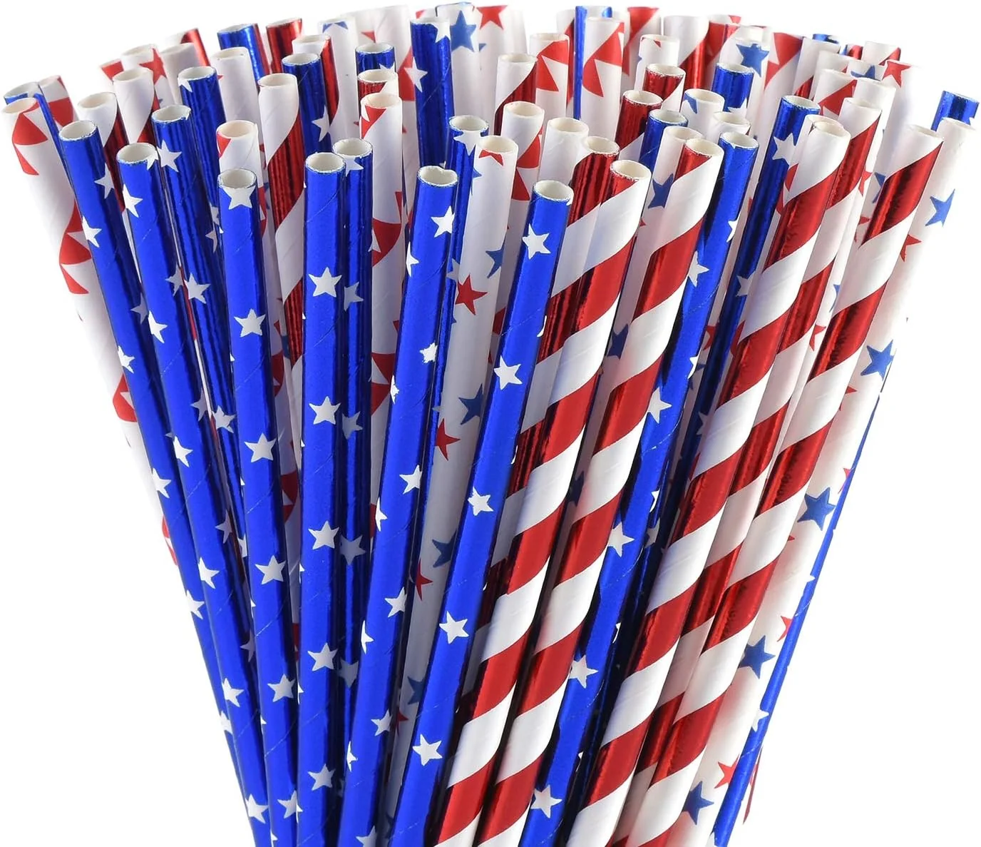 200 Biodegradable Straws for Memorial Day. 4th of July. Super Bowl. Patriotic or Veteran Themed Party