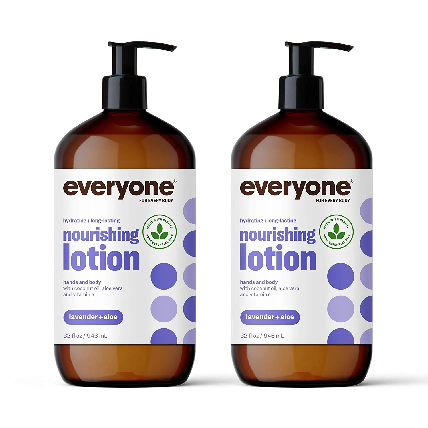 Hand and Body Lotion. Plant-Based Lotion with Pure Essential Oils 32 Ounce. Pack of 2