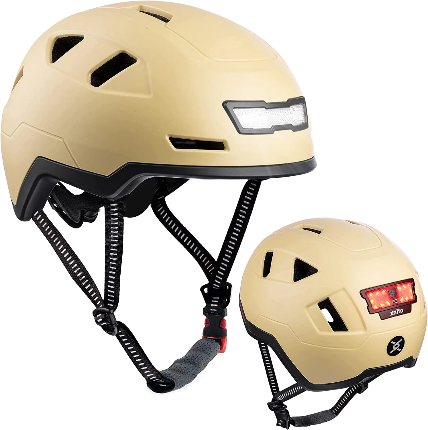 Bike Helmet with LED Lights - Urban Bicycle Helmet for Adults. Men & Women