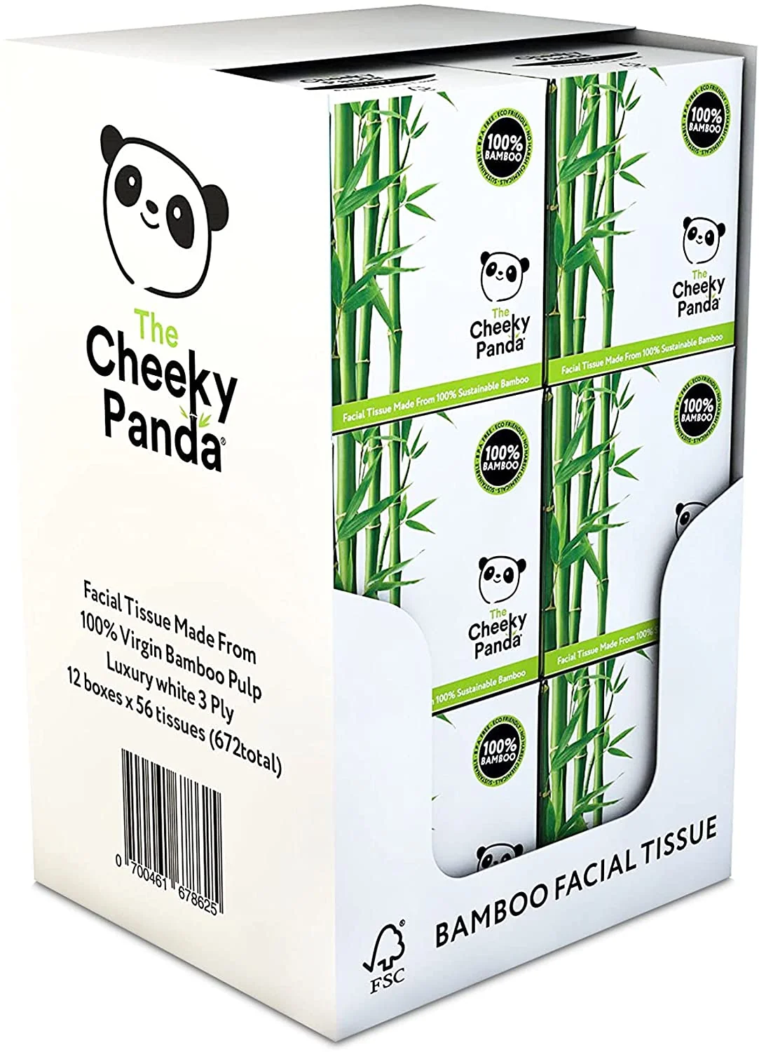 Bamboo Facial Tissues. 12 Box. 56 Tissues per Pack. 3 Ply. Hypoallergenic. Plastic-Free. Eco-Friendly. Super Soft & Sustainable