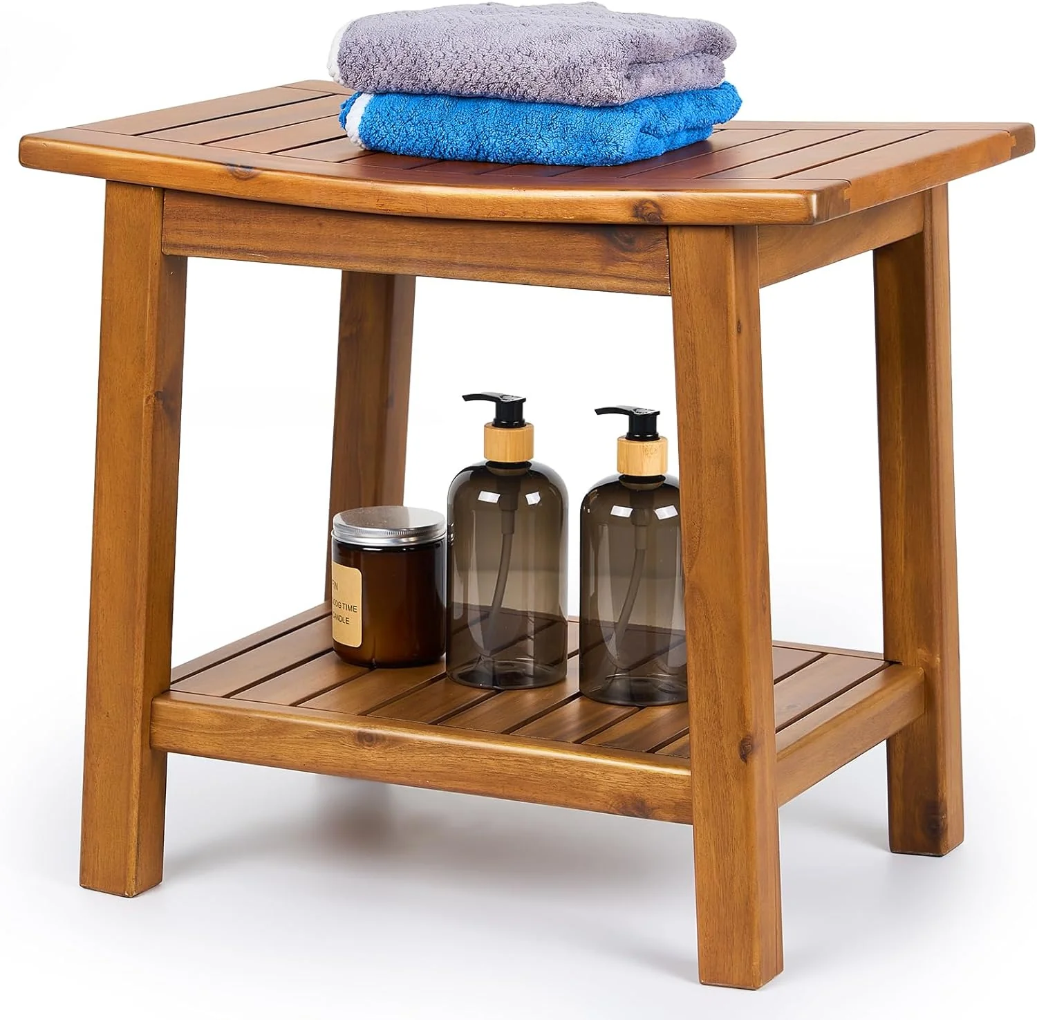 Solid Wood Shower Stool Waterproof Shower Seat with Storage Shelf. Shower Bench. 20
