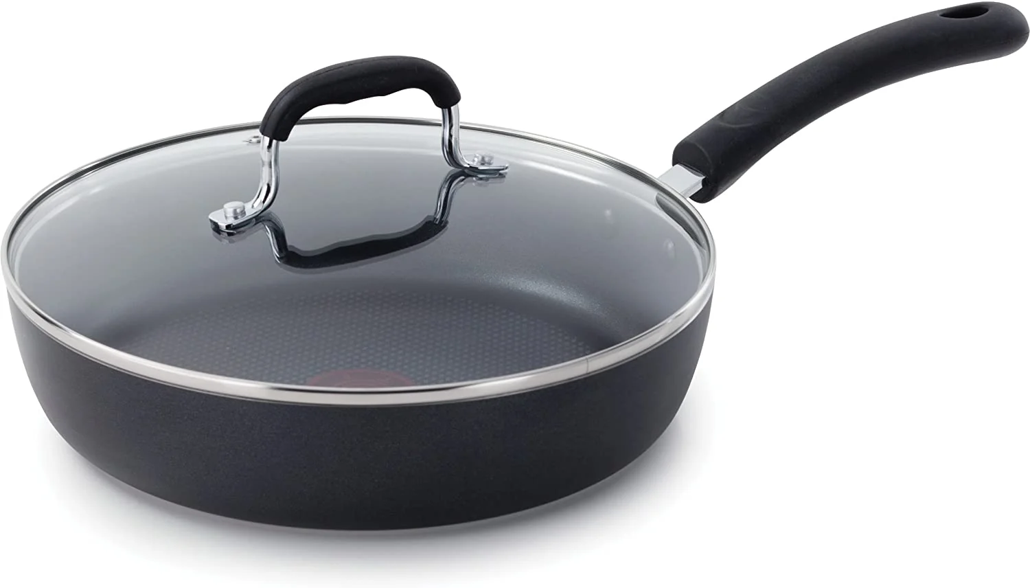 Dishwasher Safe Cookware Fry Pan with Lid Hard Anodized Titanium Nonstick. 12-Inch. Black