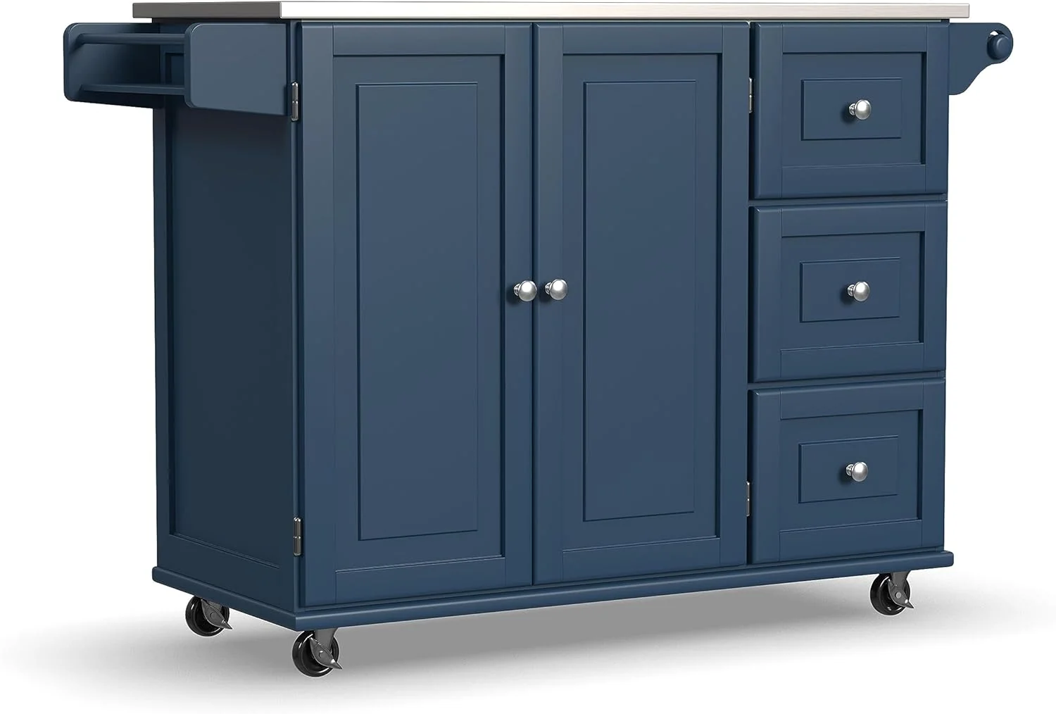 Homestyles Mobile Kitchen Island Cart with Stainless Steel Top. Sage Green