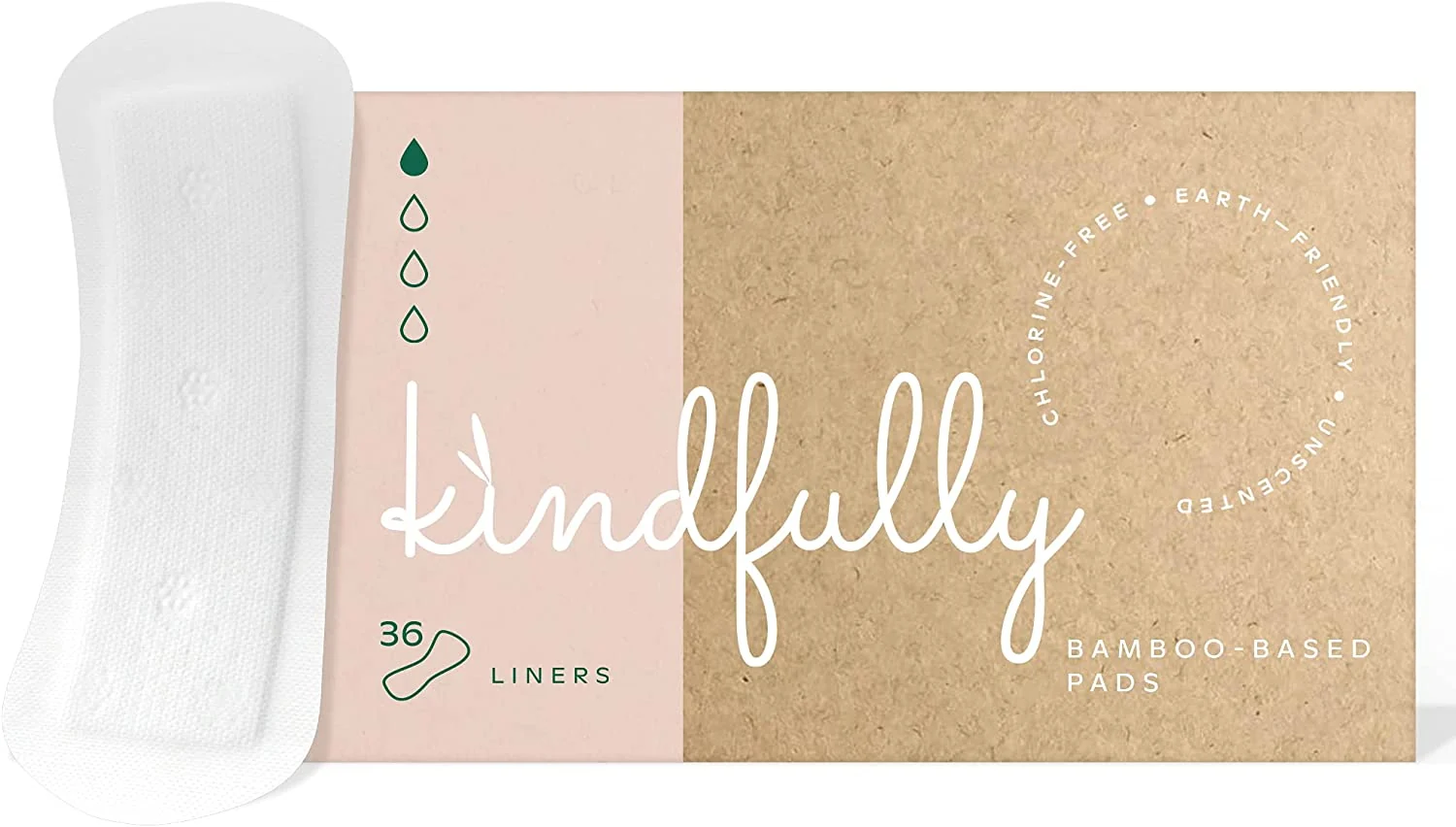 Panty Liners. Bamboo-Based. Unscented. Hypoallergenic. Sanitary Feminine Napkins. 36 Count