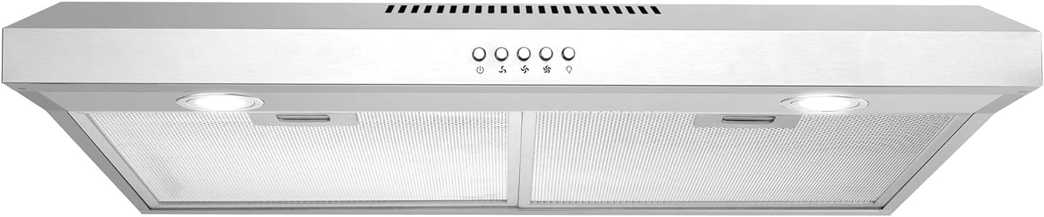 30 Slim Ductless Range Hood with 3-Speed Fan. Reusable Filter. and LED Lights