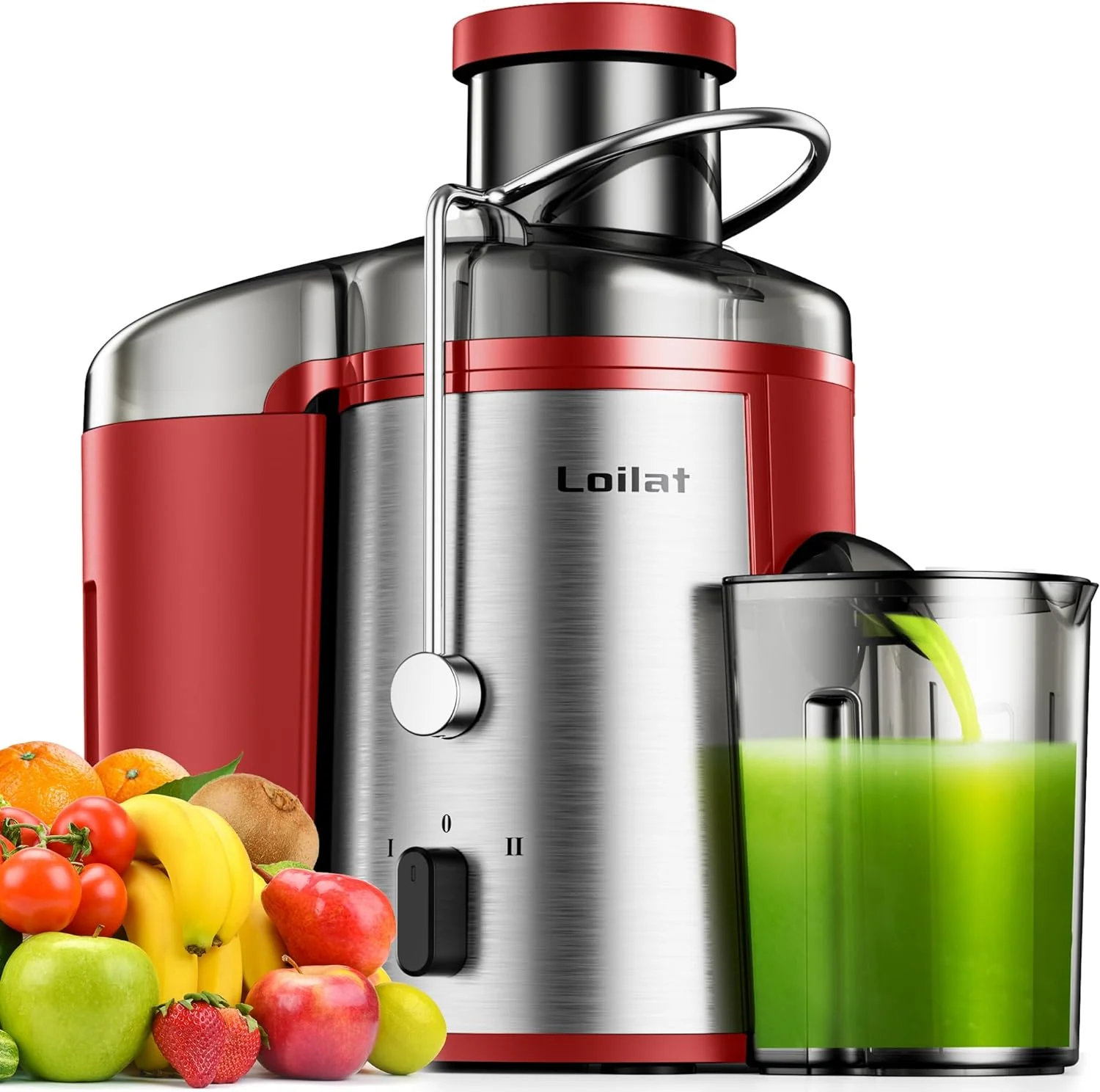 Juicer Machine. 500W Juicer with 3 Wide Mouth for Whole Fruits and Veg. Centrifugal Juice Extractor with 3-Speed Setting. Easy to Clean. Stainless Steel. BPA Free (Black)