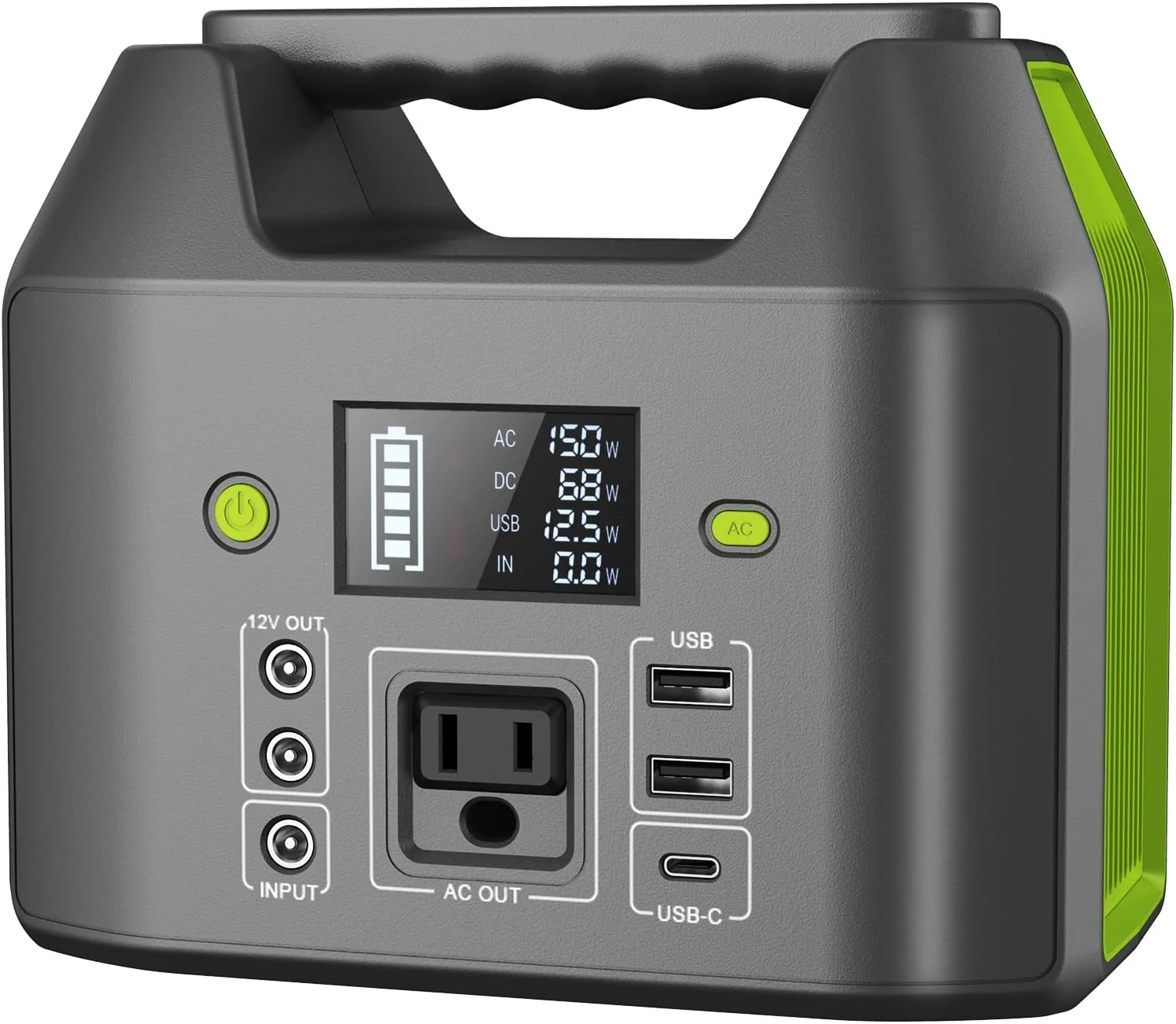 Portable Power Station. 150W 155Wh Power Bank with 110V AC Outlet. 6 Outputs External Battery Pack   Laptop Charger with LED Light for Camping