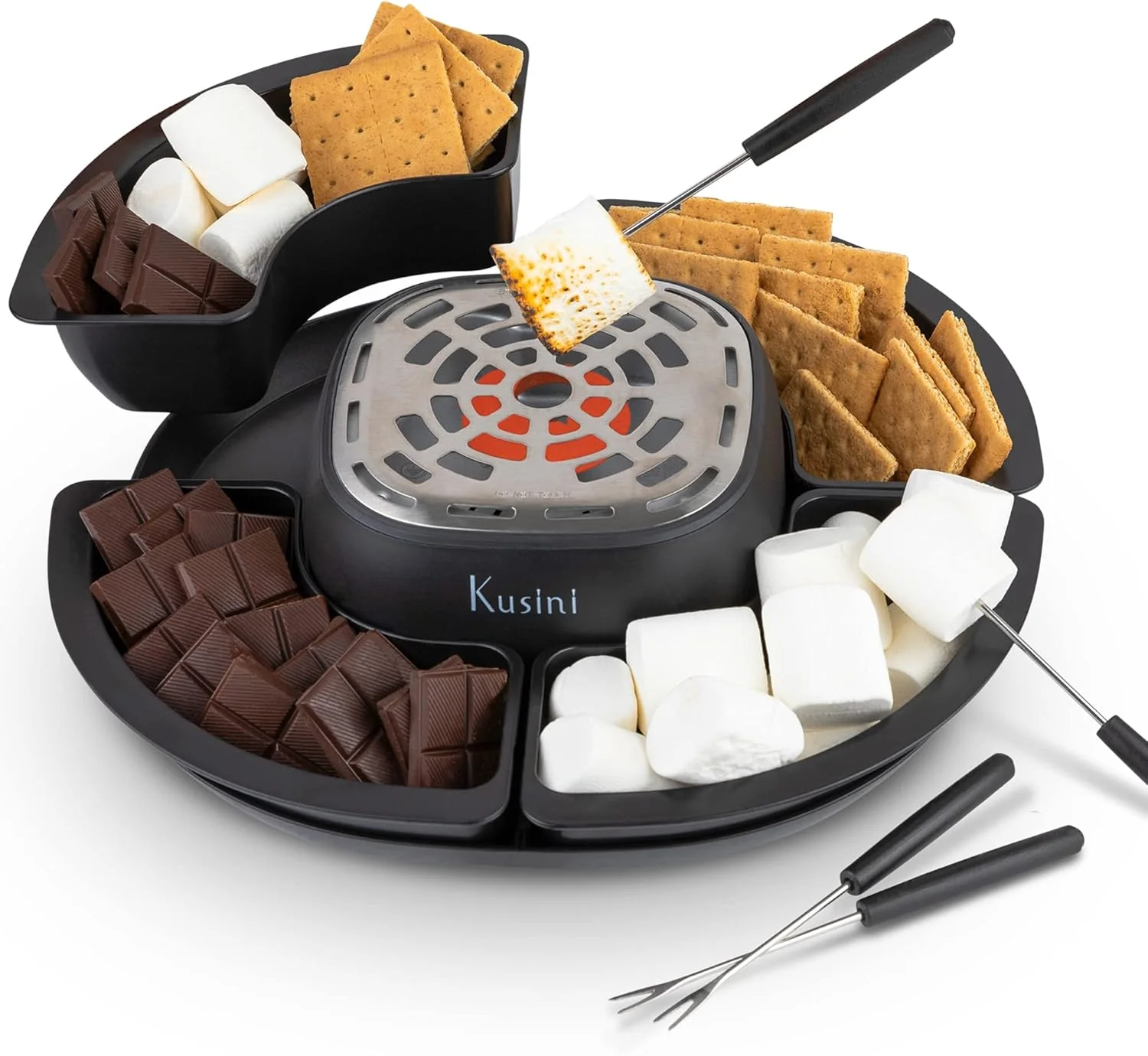 Flameless Indoor S'mores Maker – Electric Roaster with 4 Trays & Forks – Perfect for Date Night & Gifts