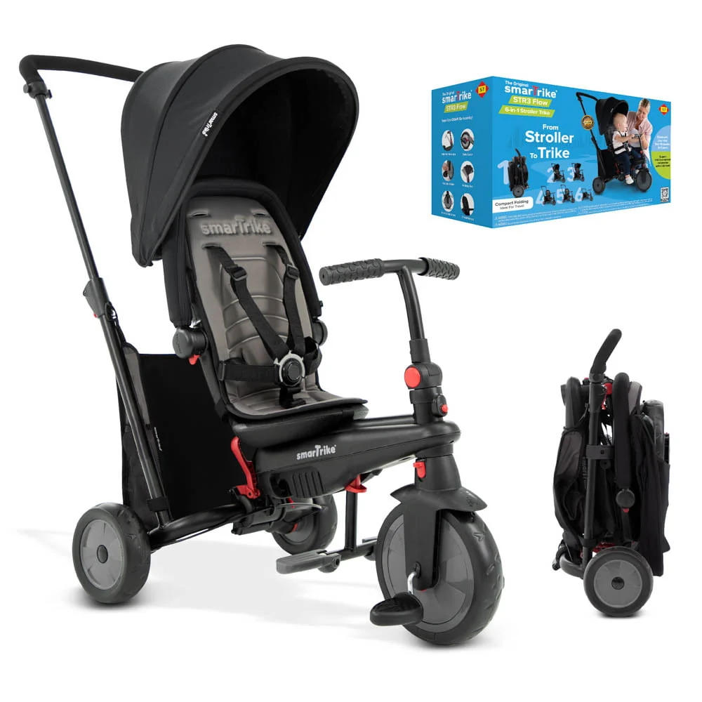 6-in-1 Folding Jogger Stroller Tricycle. for Unisex Ages 10 to 36 Months. Black
