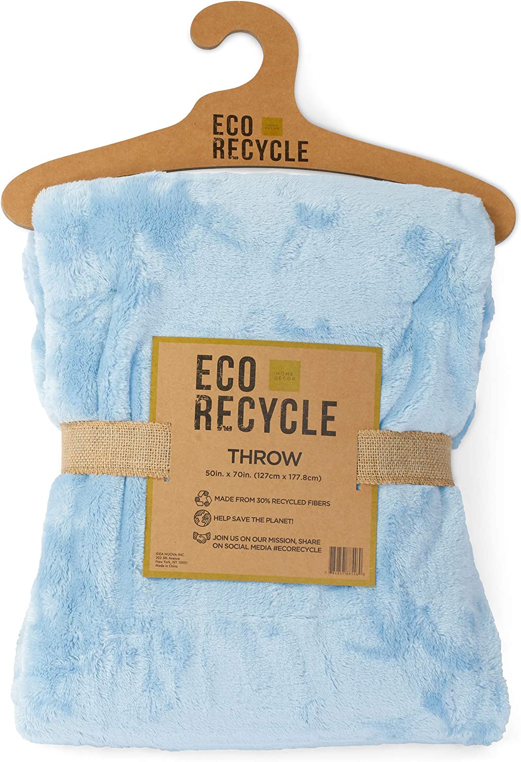 Eco Recycle Soft Royal Plush Oversized Throw Blanket. Made from 30% Recycled Fibers. 50x70