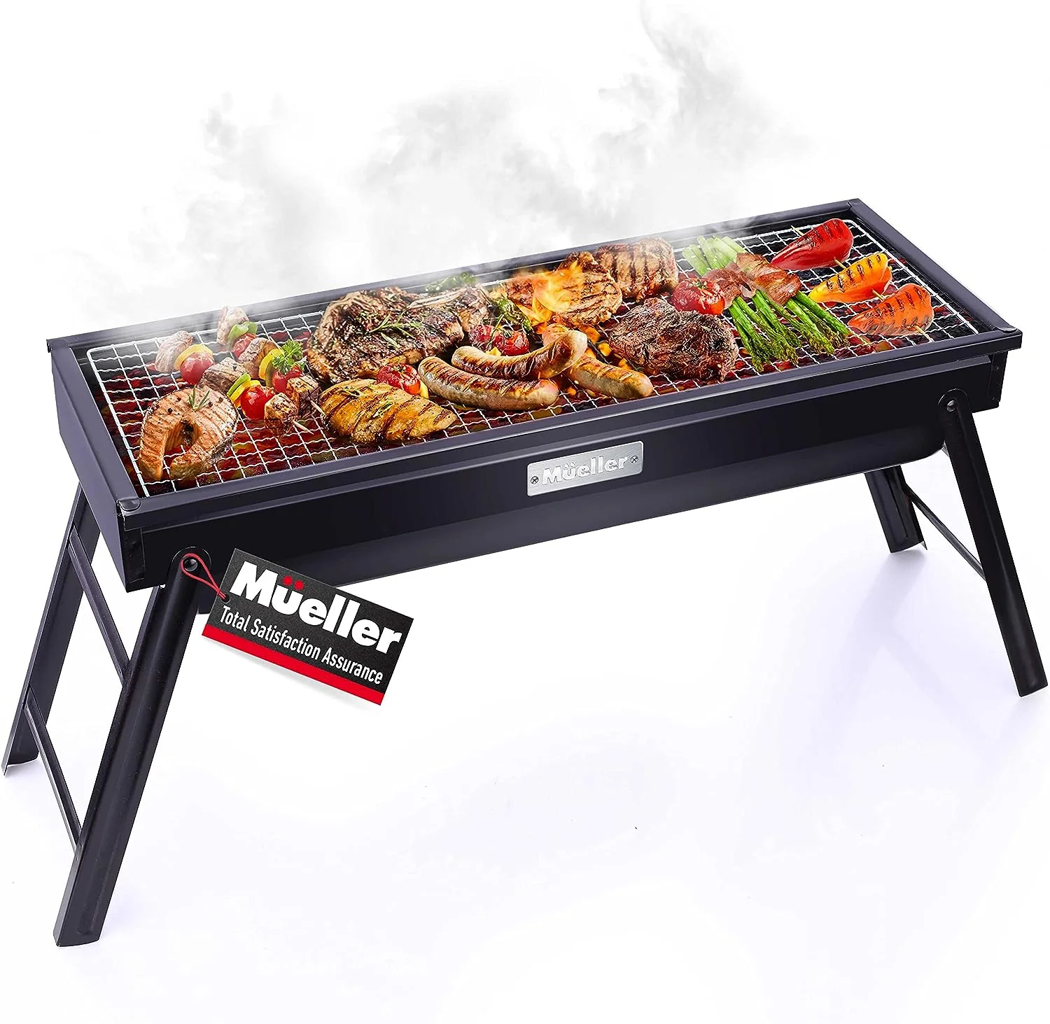 Portable Charcoal Grill and Smoker. Outdoor Cooking and BBQ. Camping Grill Picnic Patio Backyard. 23-Inch