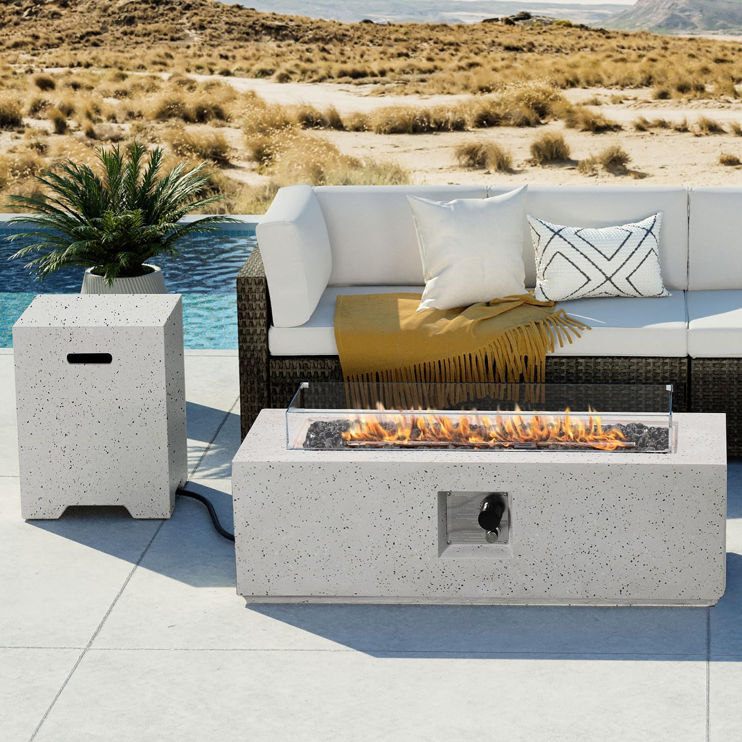 Fire Pit Table Set w Tank Table. 42-inch