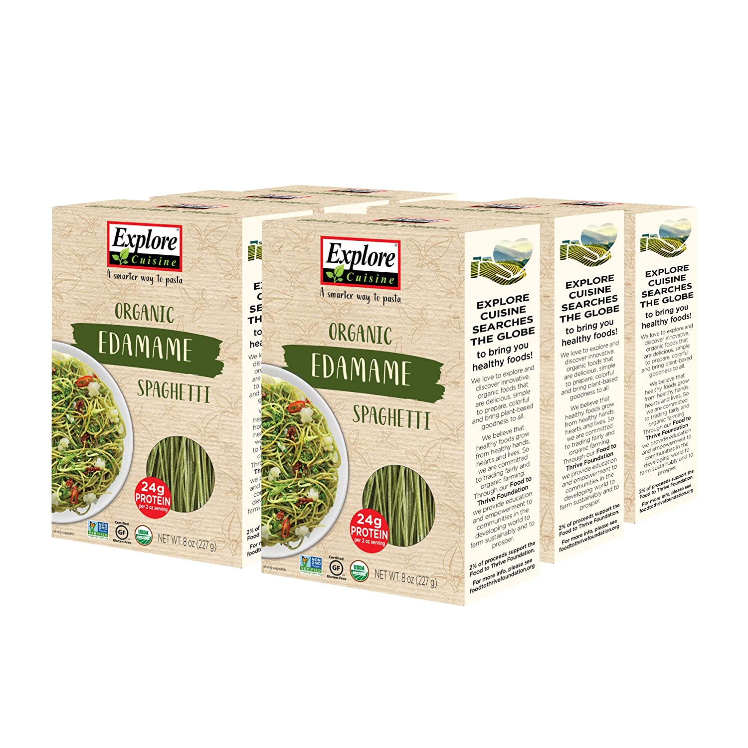 Organic Edamame Spaghetti - 8 oz - High in Plant Based Protein. Gluten Free USDA Certified Organic. Vegan. Kosher. Non GMO - 4 Servings