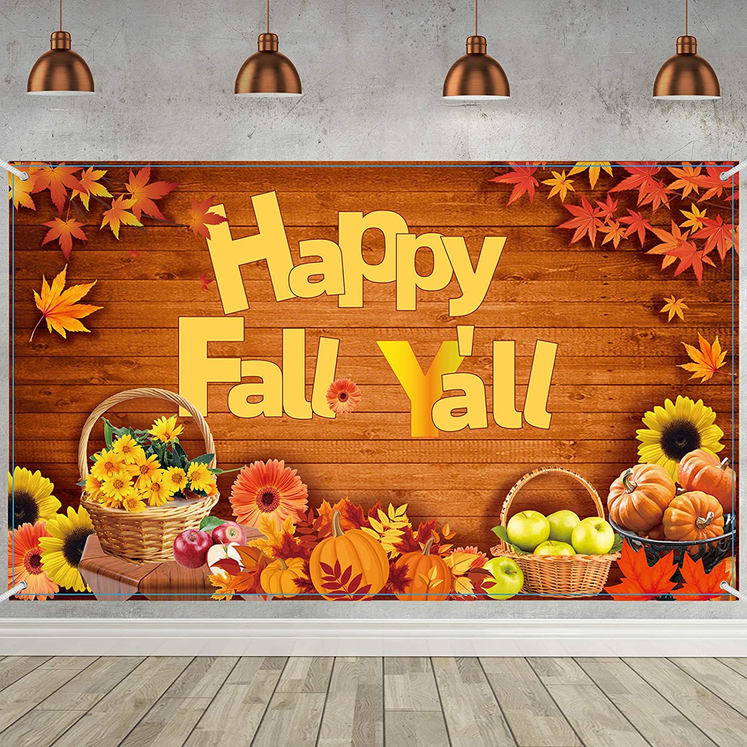 Extra Large Fabric Happy Fall Y'all Backdrop Decoration. 72.8 x 43.3 Inches. 2Pcs