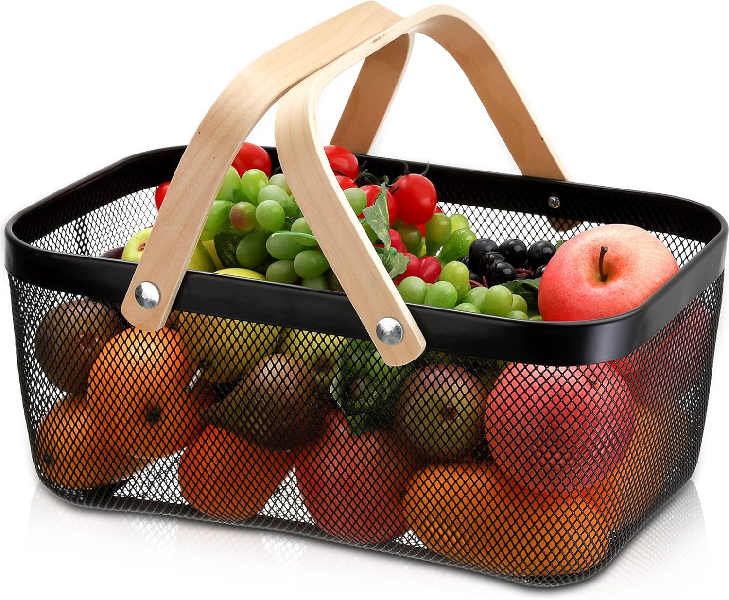 Mesh Harvest Basket with Handle. Multi-Functional Metal Wire Bin for Fruits. Vegetables. and Picnics