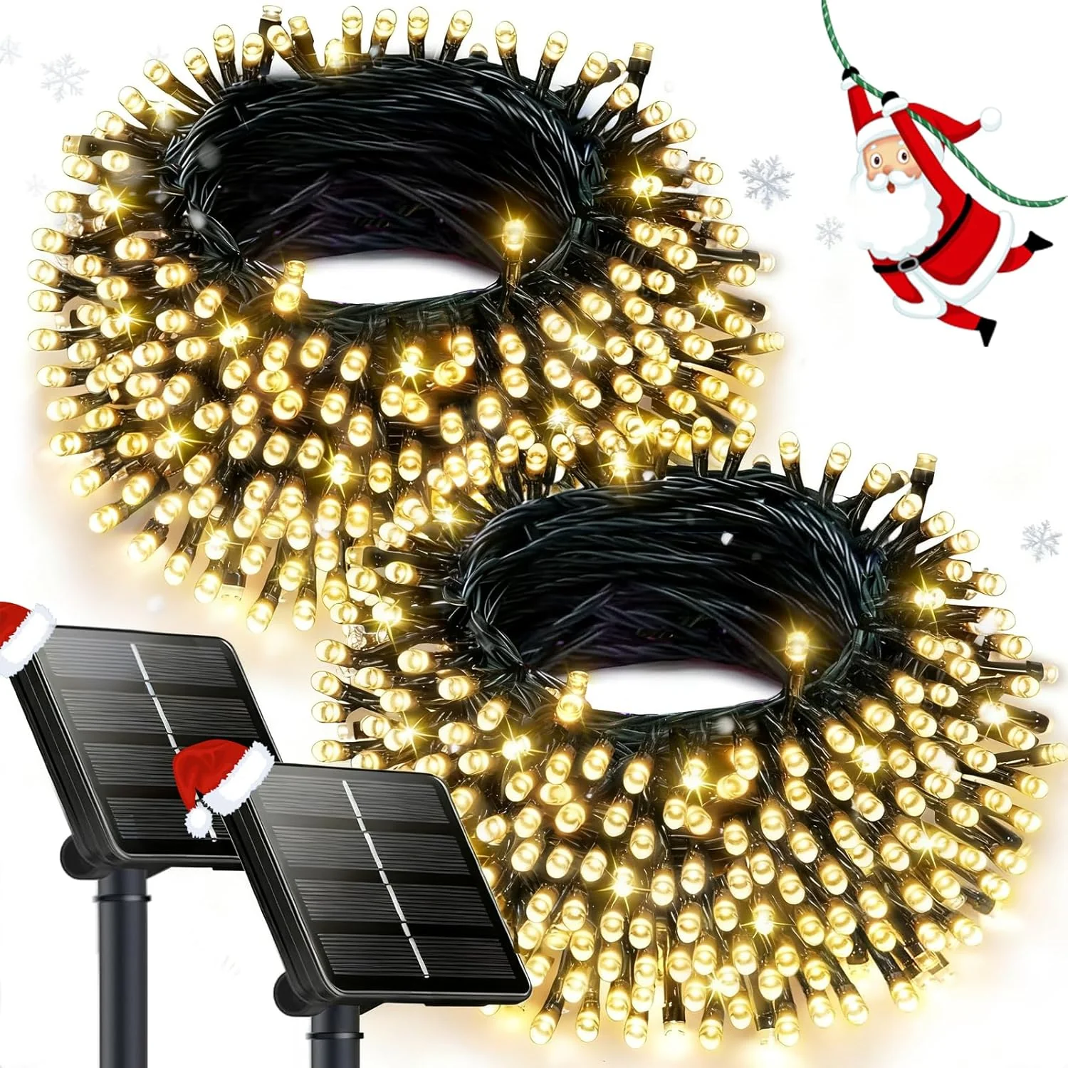 2-Pack Solar Christmas String Lights  | Outdoor Waterproof Fairy Lights with 8 Modes | Solar-Powered Holiday. Garden & Tree Decorations