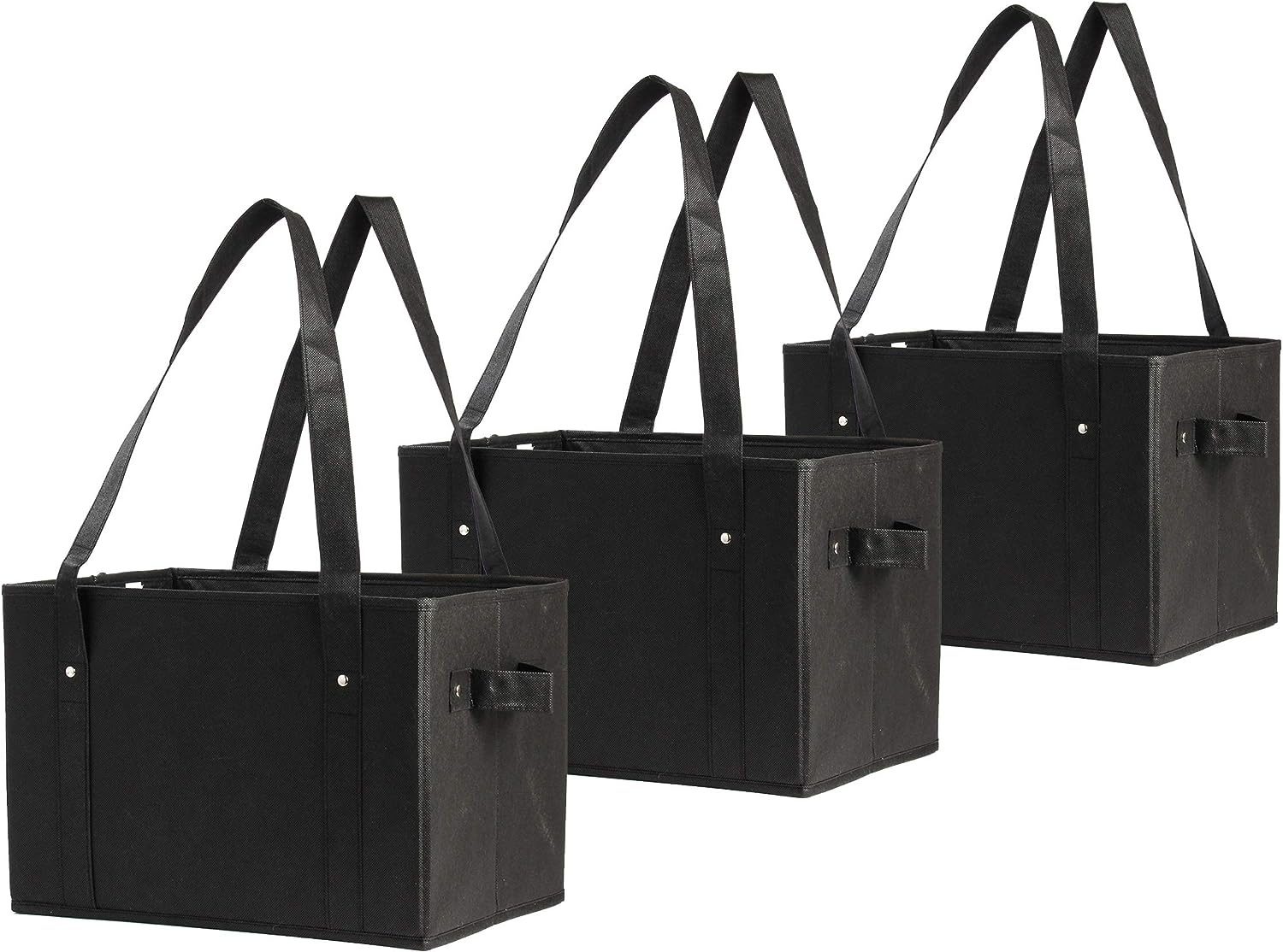 Reusable Grocery Bags - Deluxe Collapsible Shopping Box with Reinforced Bottom. Set of 3